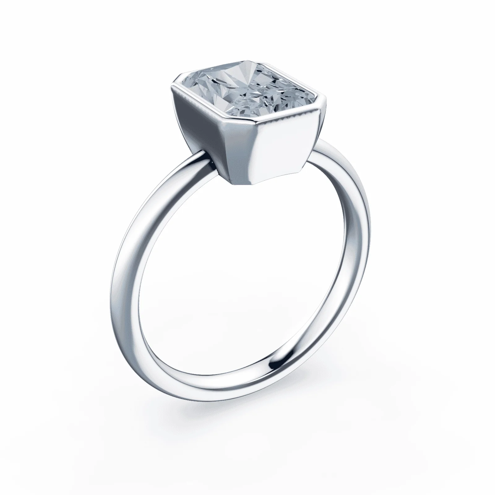 Radiant Cut Bezel Blue Diamond Ring - Image 2