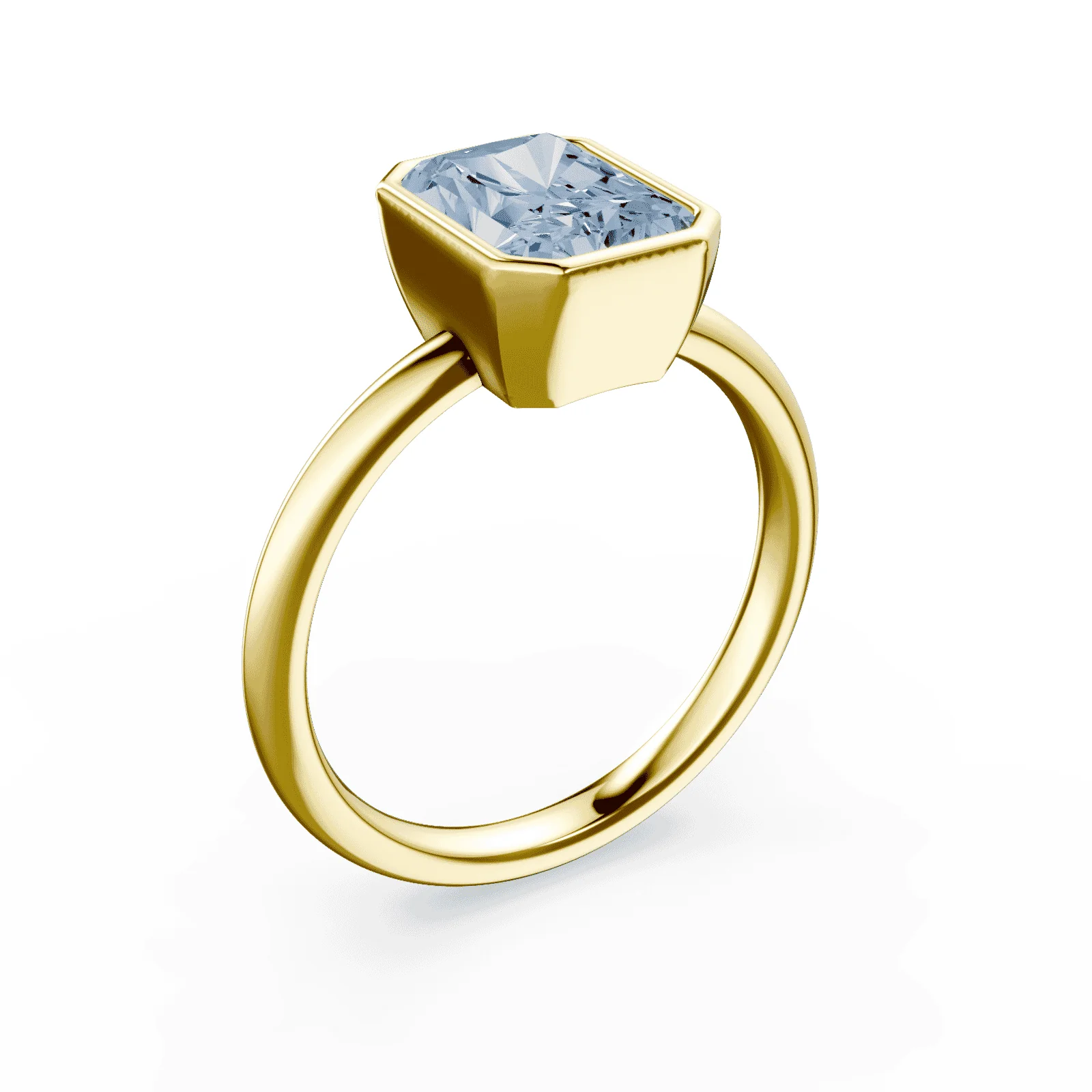 Radiant Cut Bezel Blue Diamond Ring - Image 2