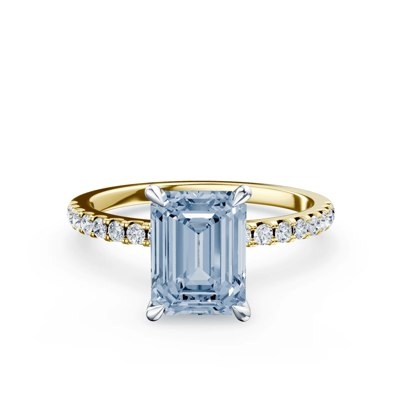 Radiant Cut Blue Diamond Pave Ring