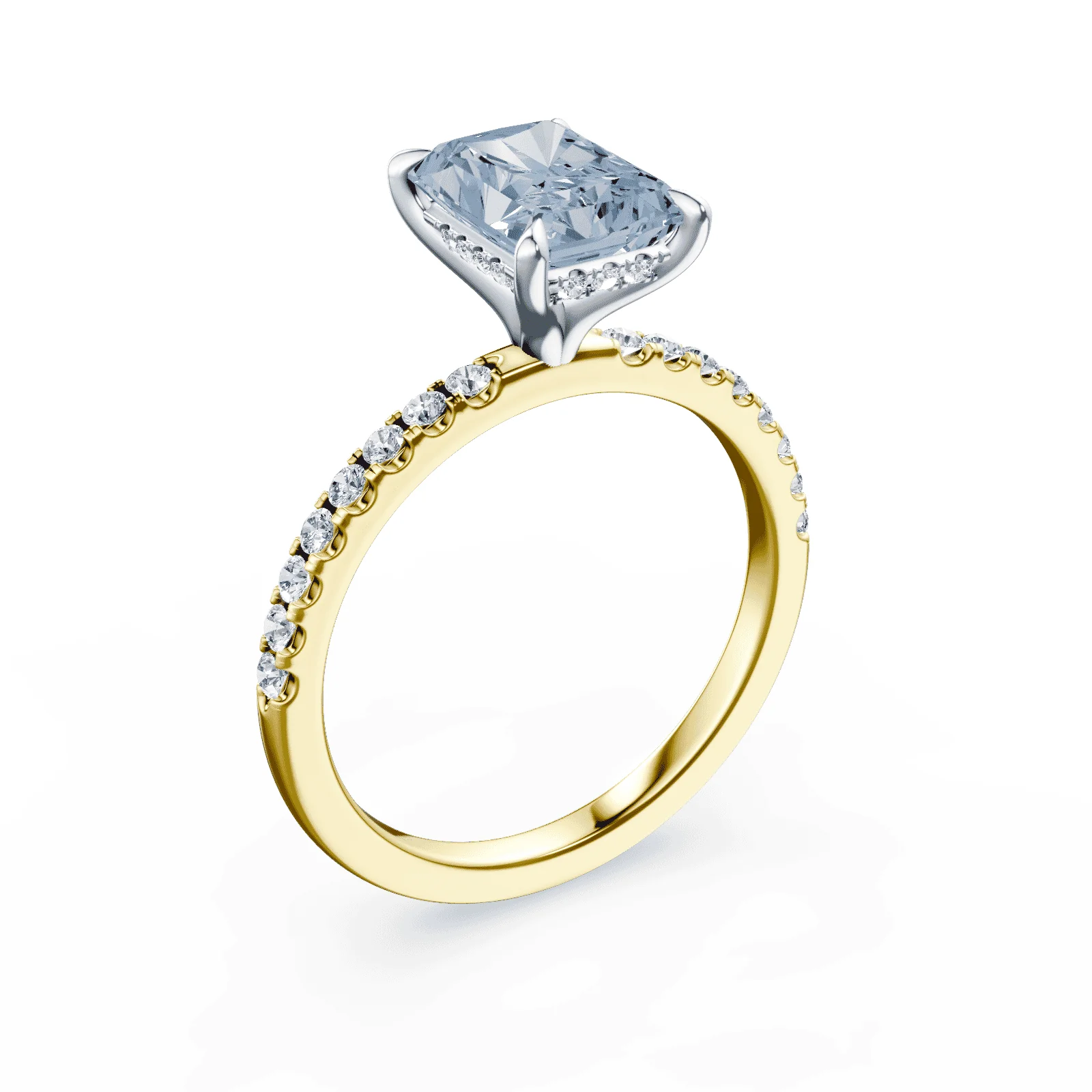 Radiant Cut Blue Diamond Pave Ring - Image 2