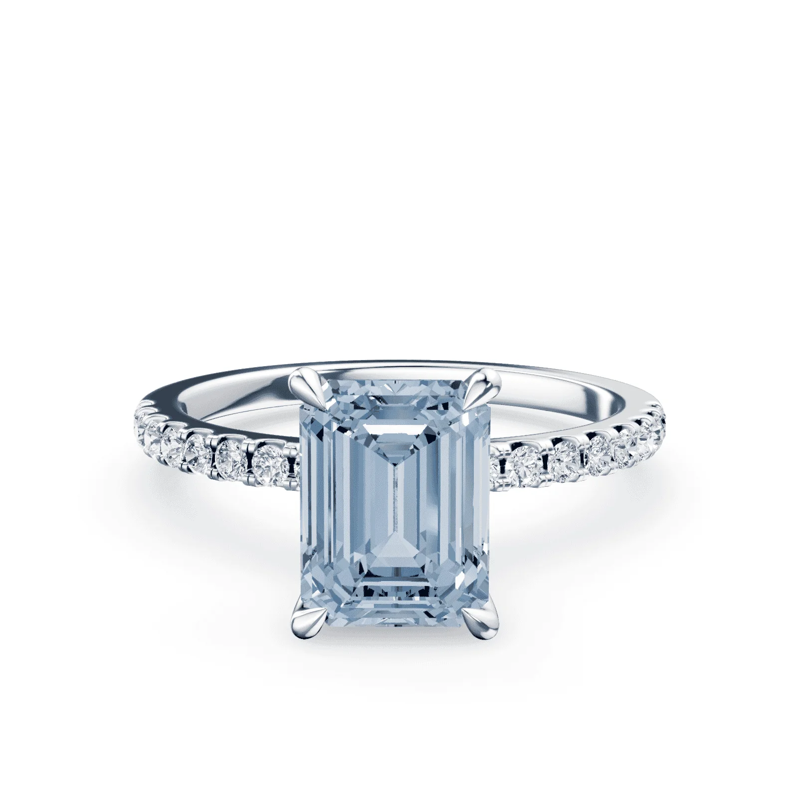 Radiant Cut Blue Diamond Pave Ring
