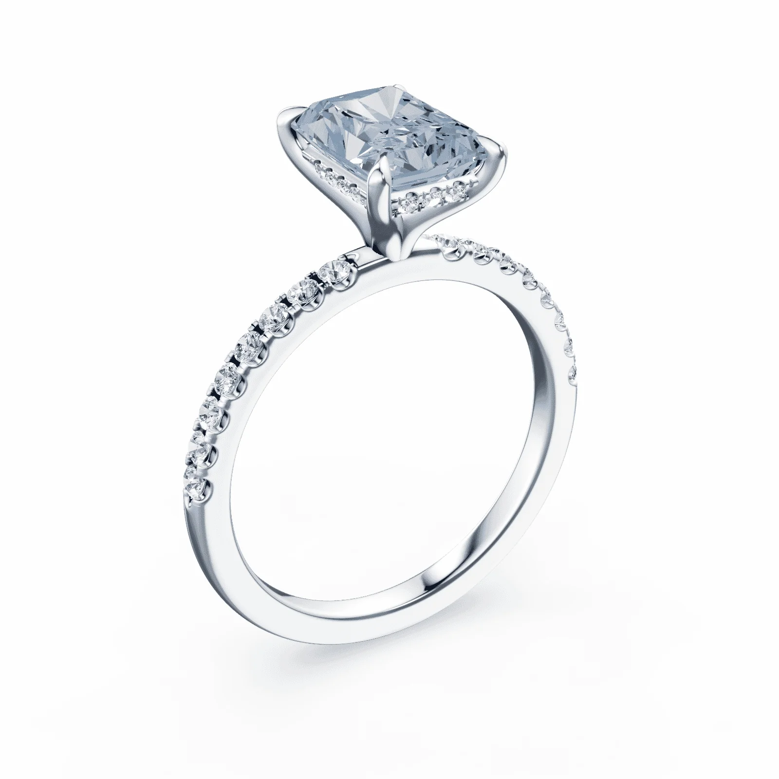 Radiant Cut Blue Diamond Pave Ring - Image 2