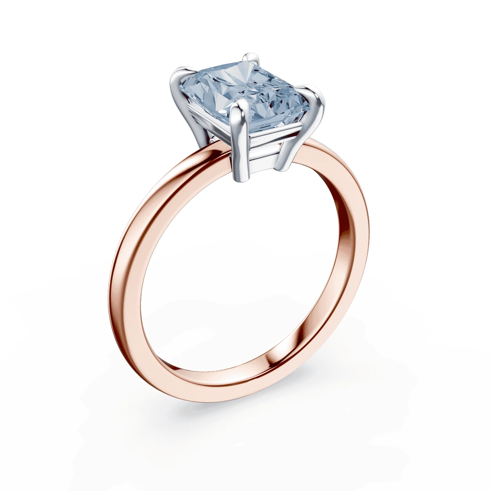 Radiant Cut Low Profile Blue Diamond Ring - Image 2
