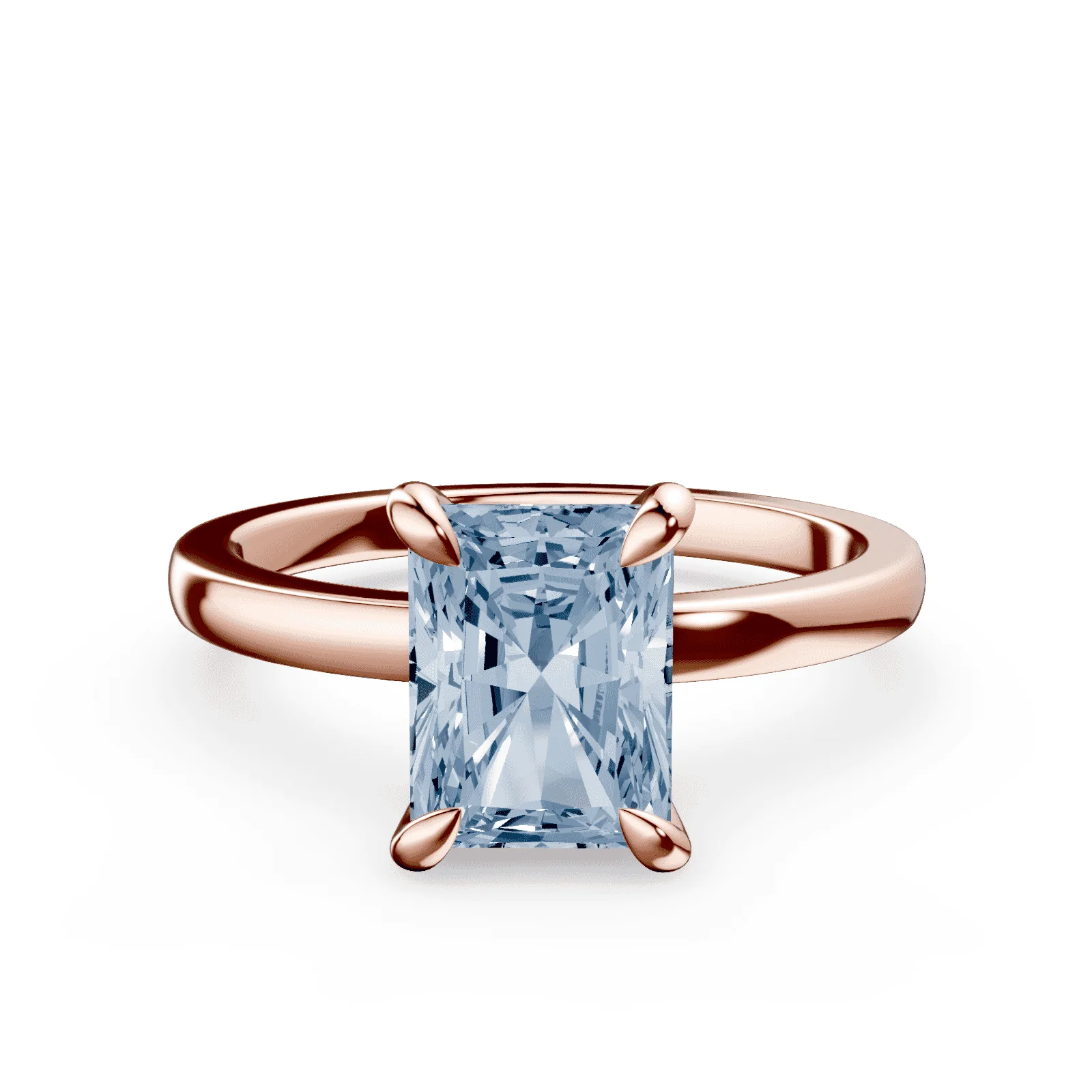 Radiant Cut Low Profile Blue Diamond Ring