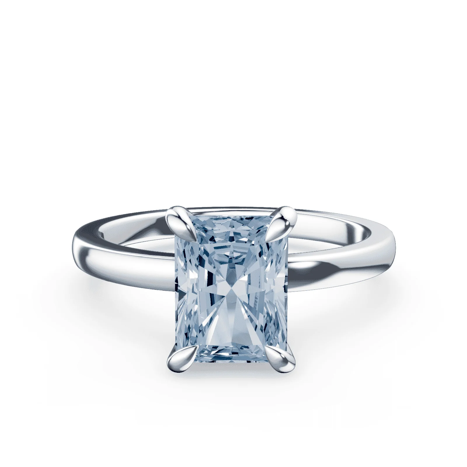 Radiant Cut Low Profile Blue Diamond Ring