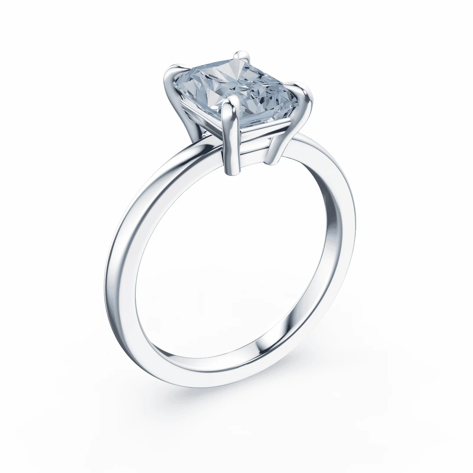 Radiant Cut Low Profile Blue Diamond Ring - Image 2