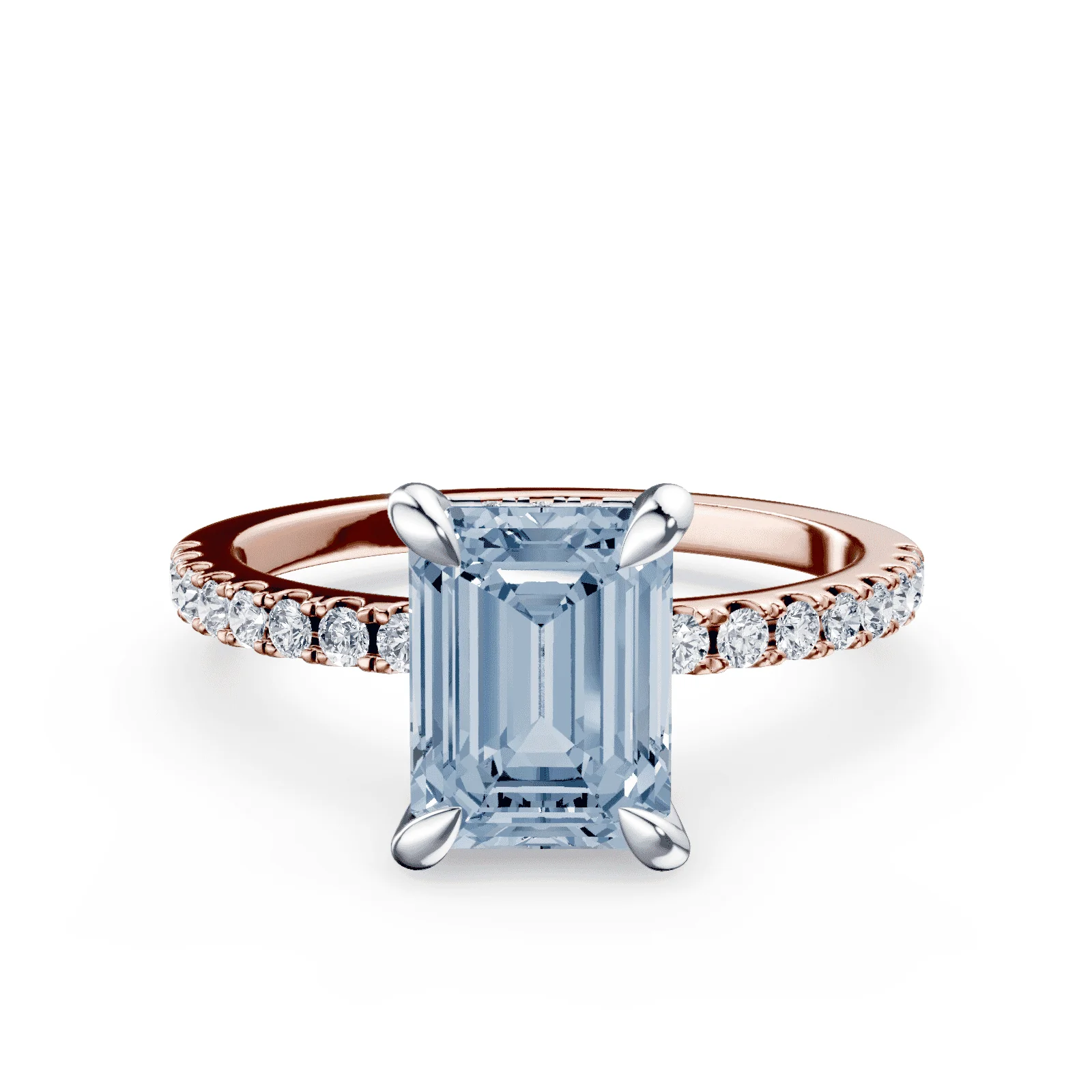 Radiant Cut Low Profile Blue Pave Ring