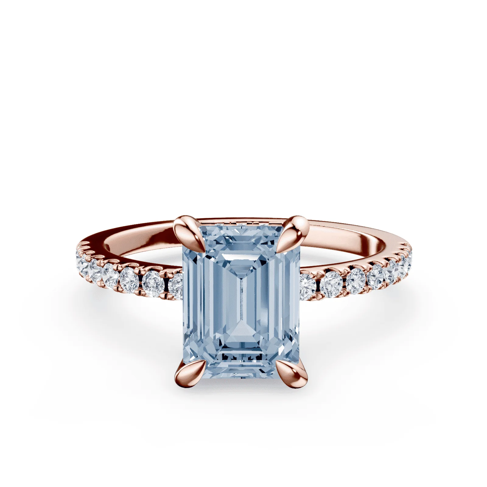 Radiant Cut Low Profile Blue Pave Ring