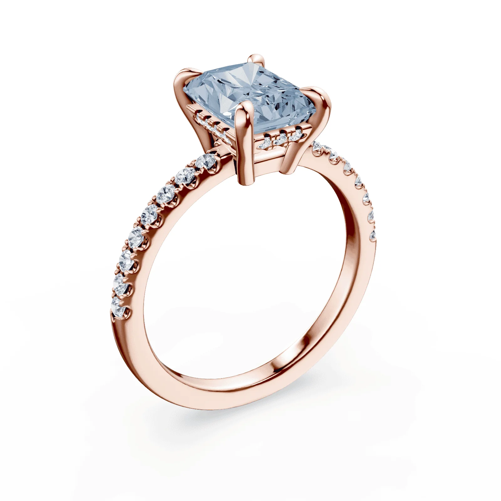 Radiant Cut Low Profile Blue Pave Ring - Image 2