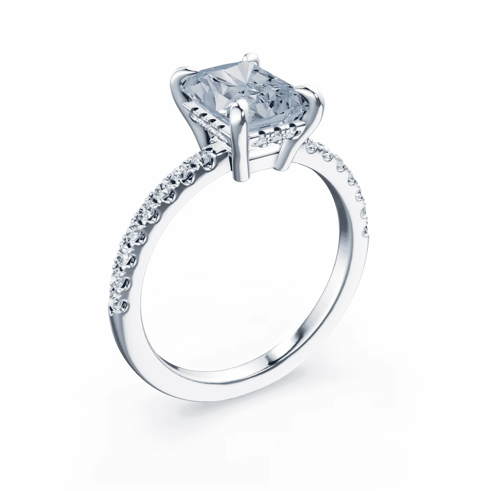 Radiant Cut Low Profile Blue Pave Ring - Image 2
