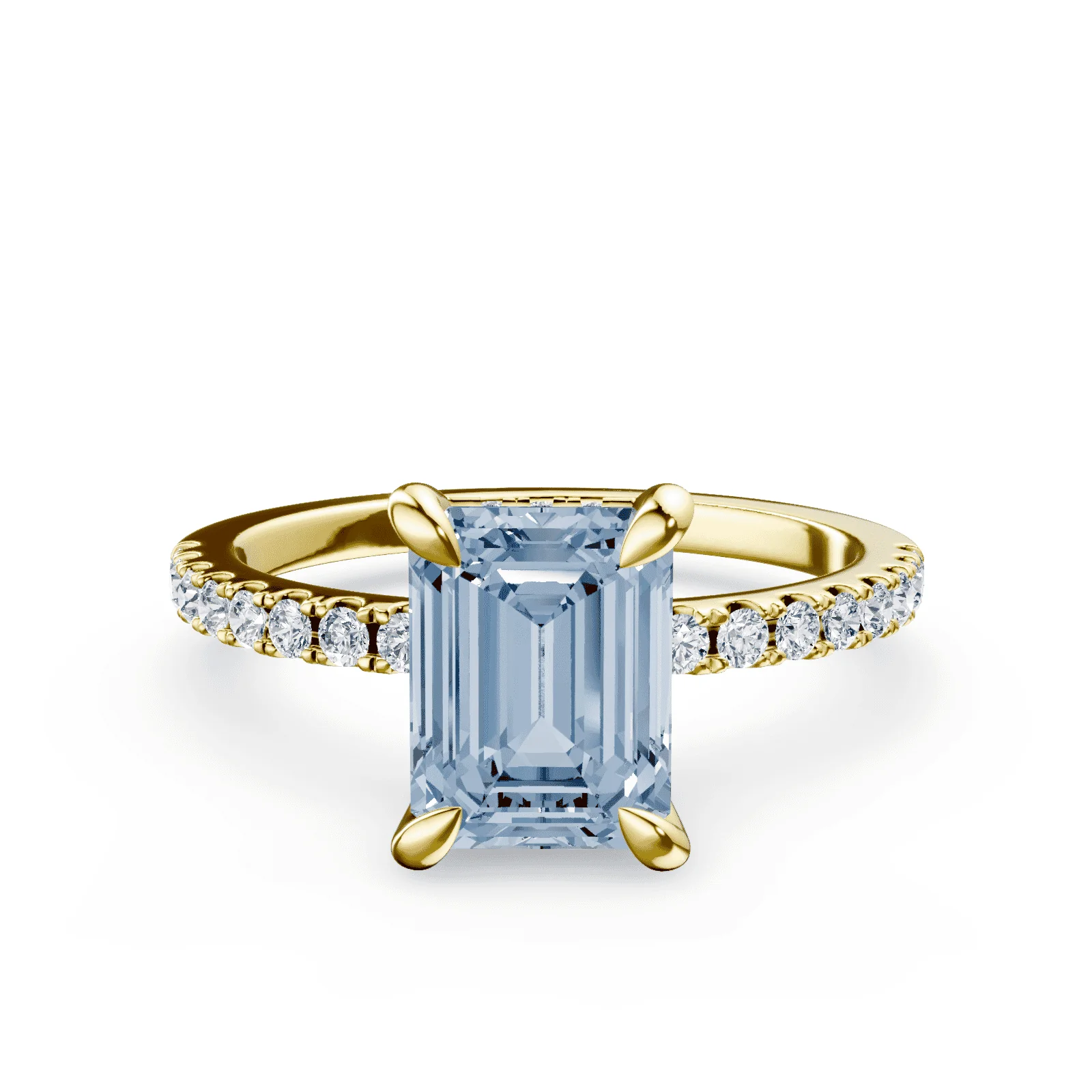 Radiant Cut Low Profile Blue Pave Ring