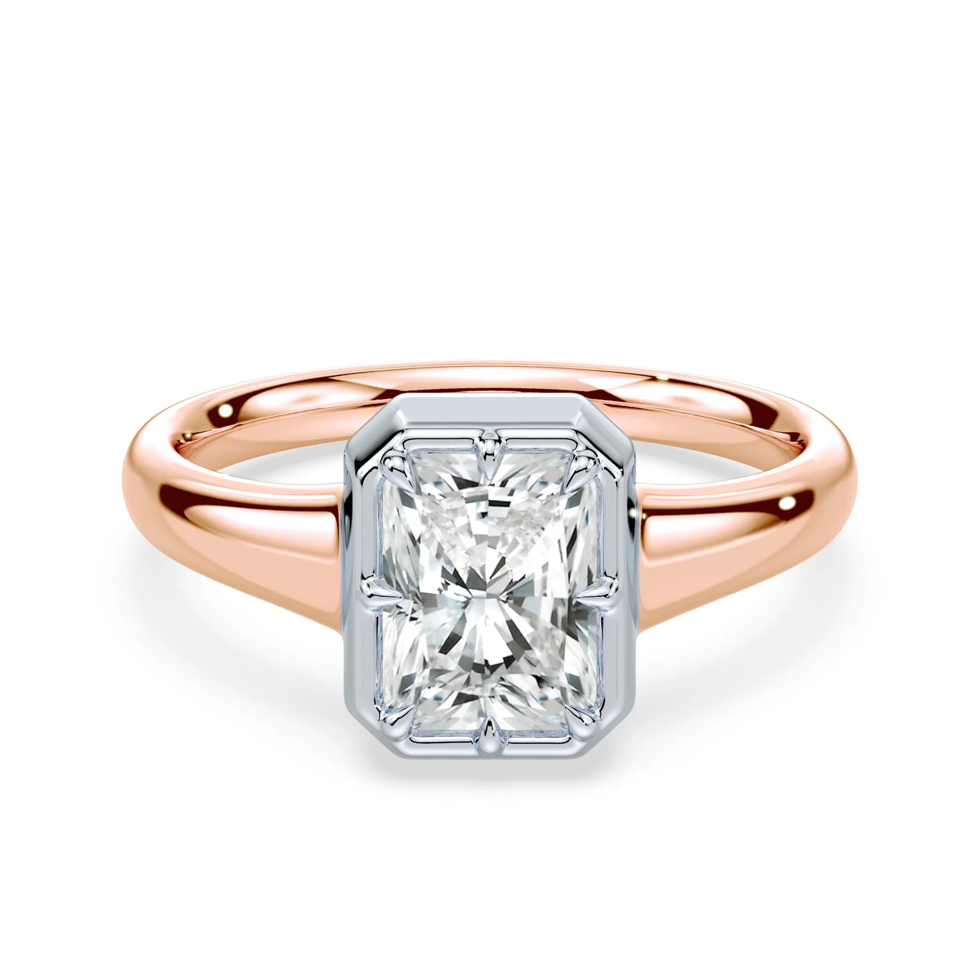 Radiant Cut Button Back Ring
