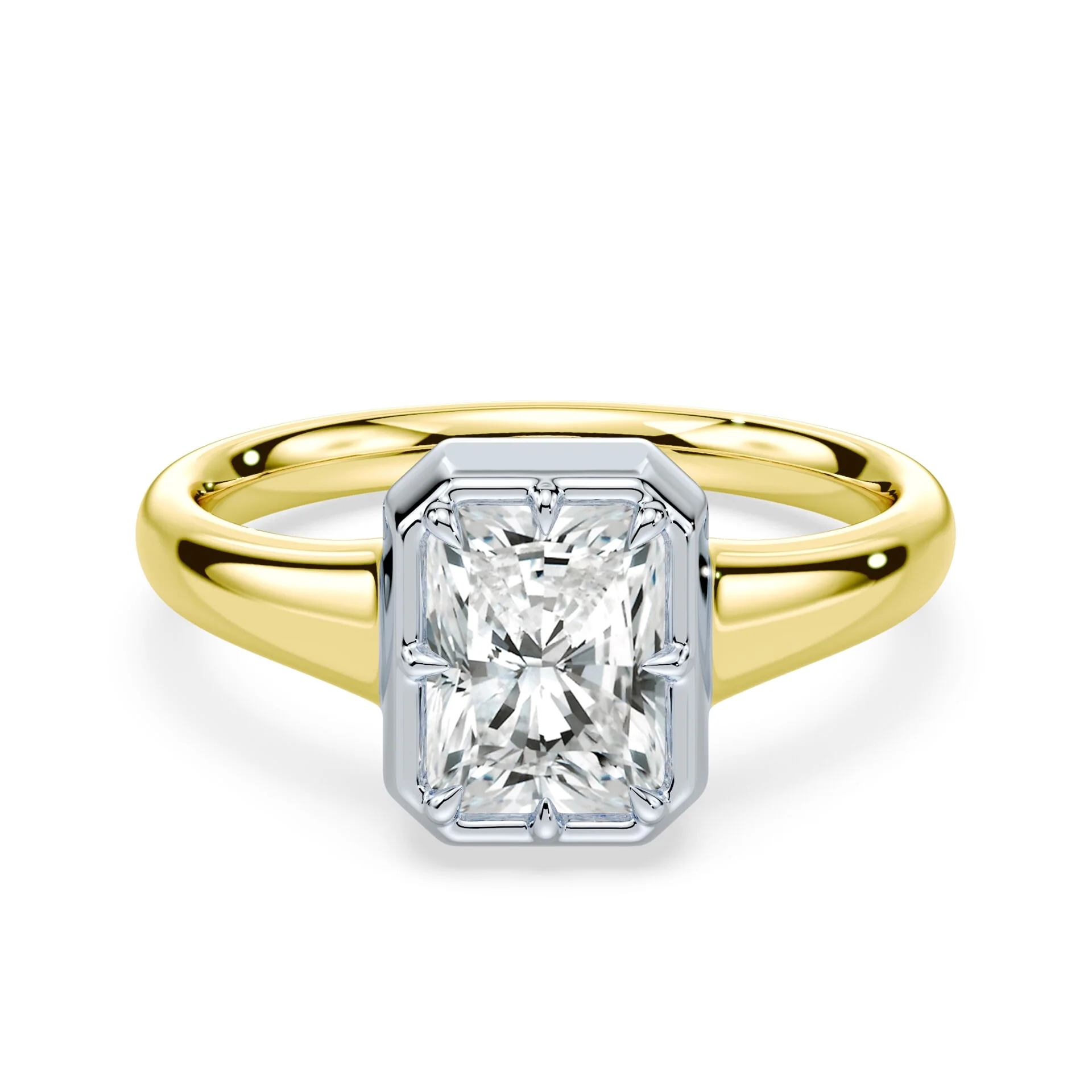 Radiant Cut Button Back Ring