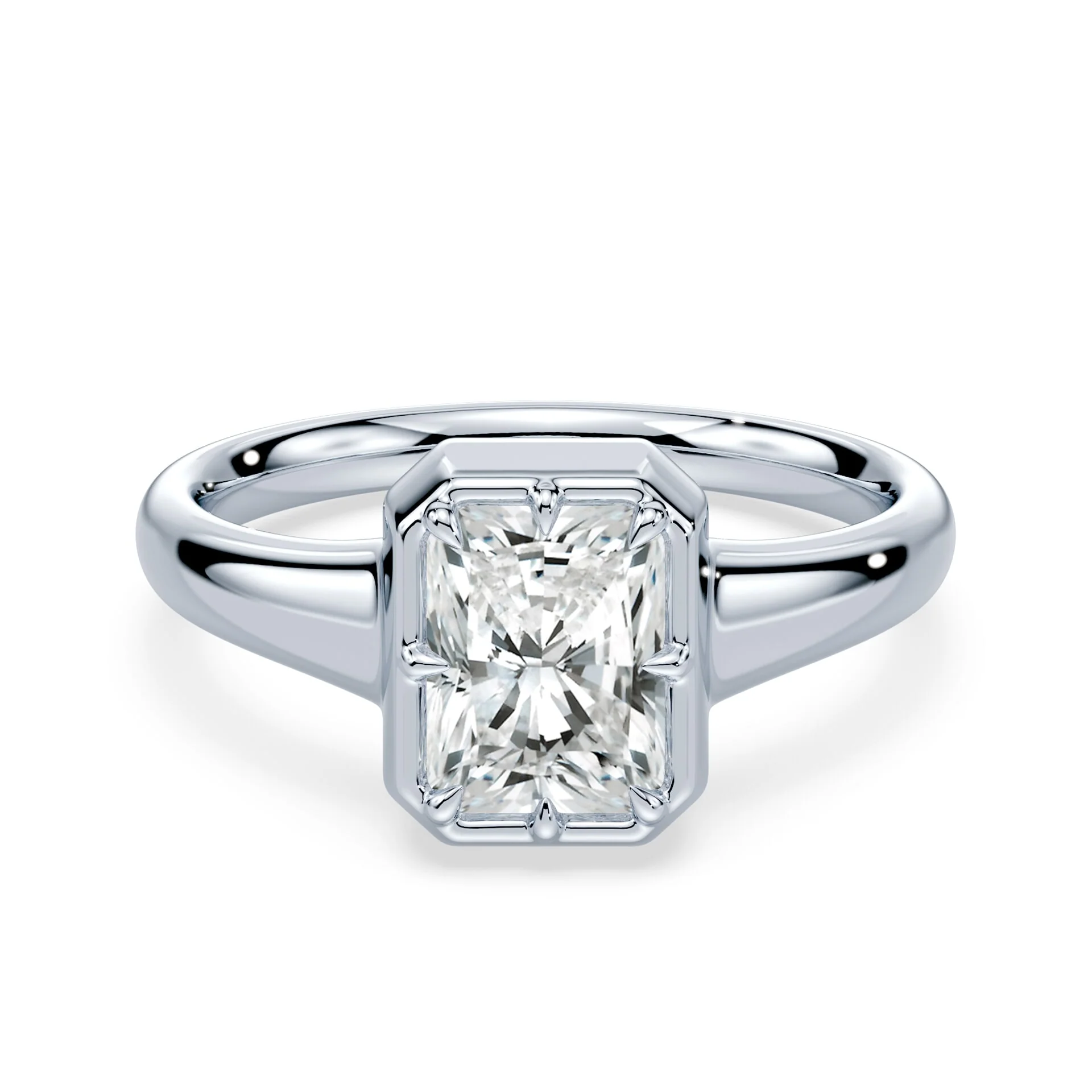 Radiant Cut Button Back Ring