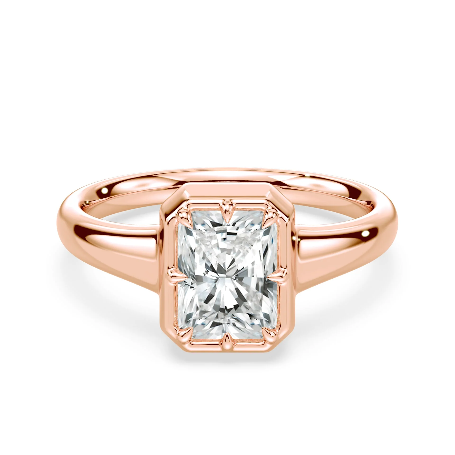 Radiant Cut Button Back Ring
