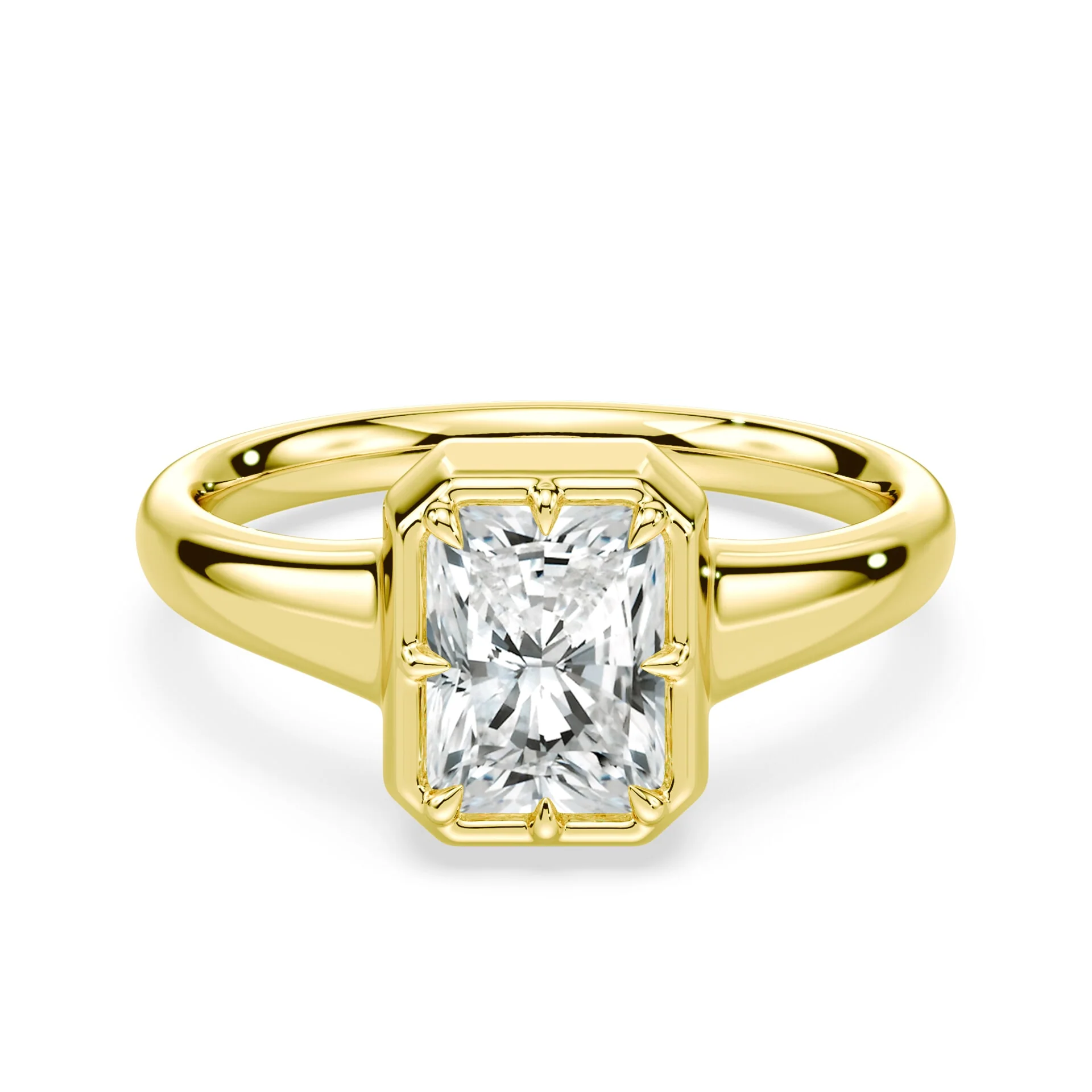 Radiant Cut Button Back Ring