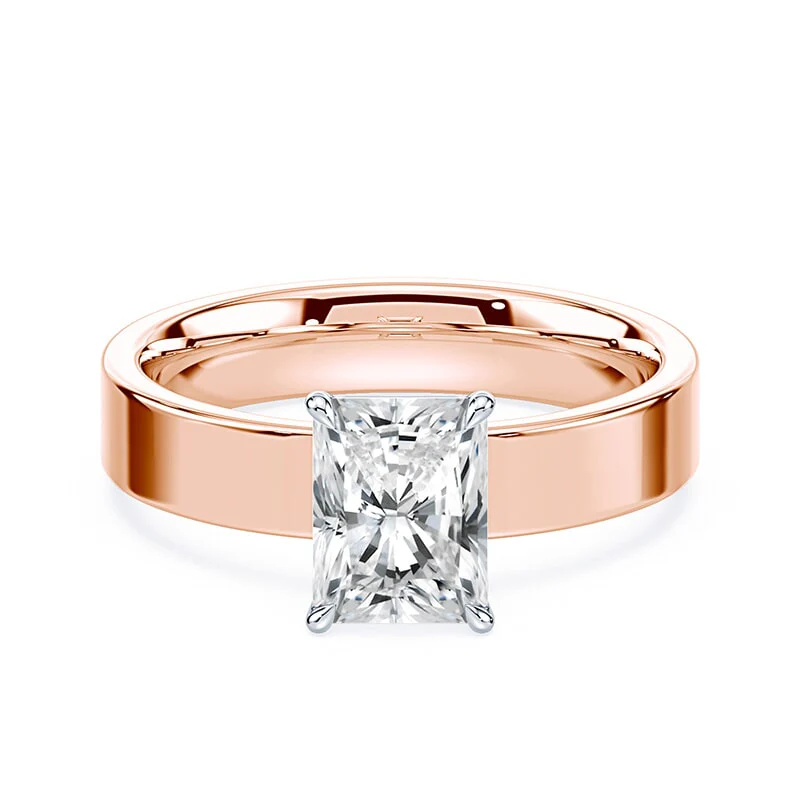 Radiant Hidden Halo Wide Diamond Ring