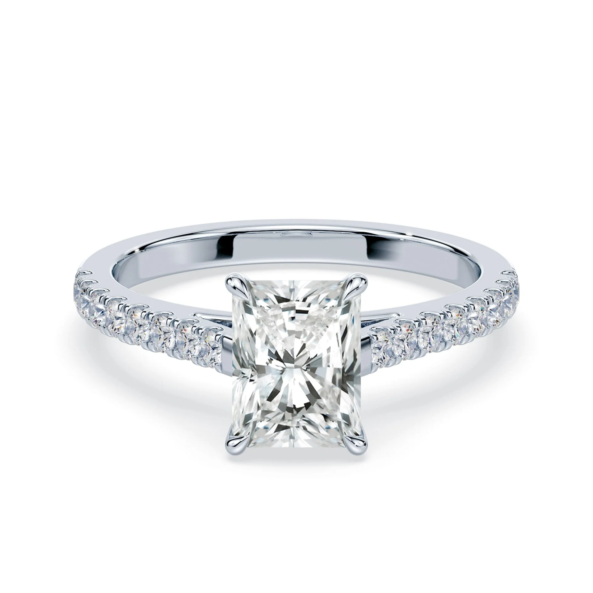 Radiant Cut Sleek Pave Cathedral