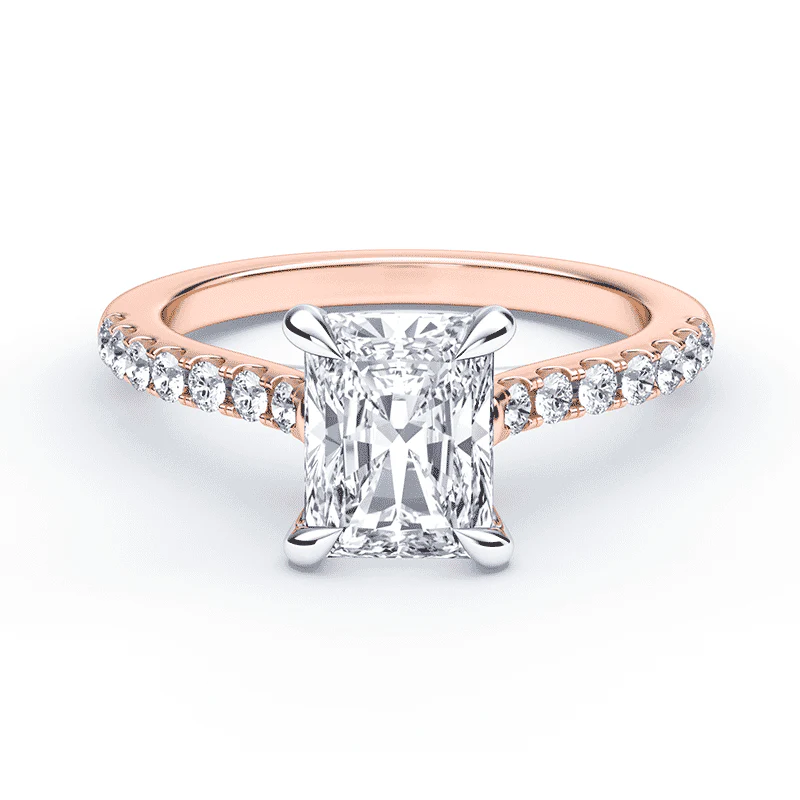 Radiant Cut Cathedral Pave Ring