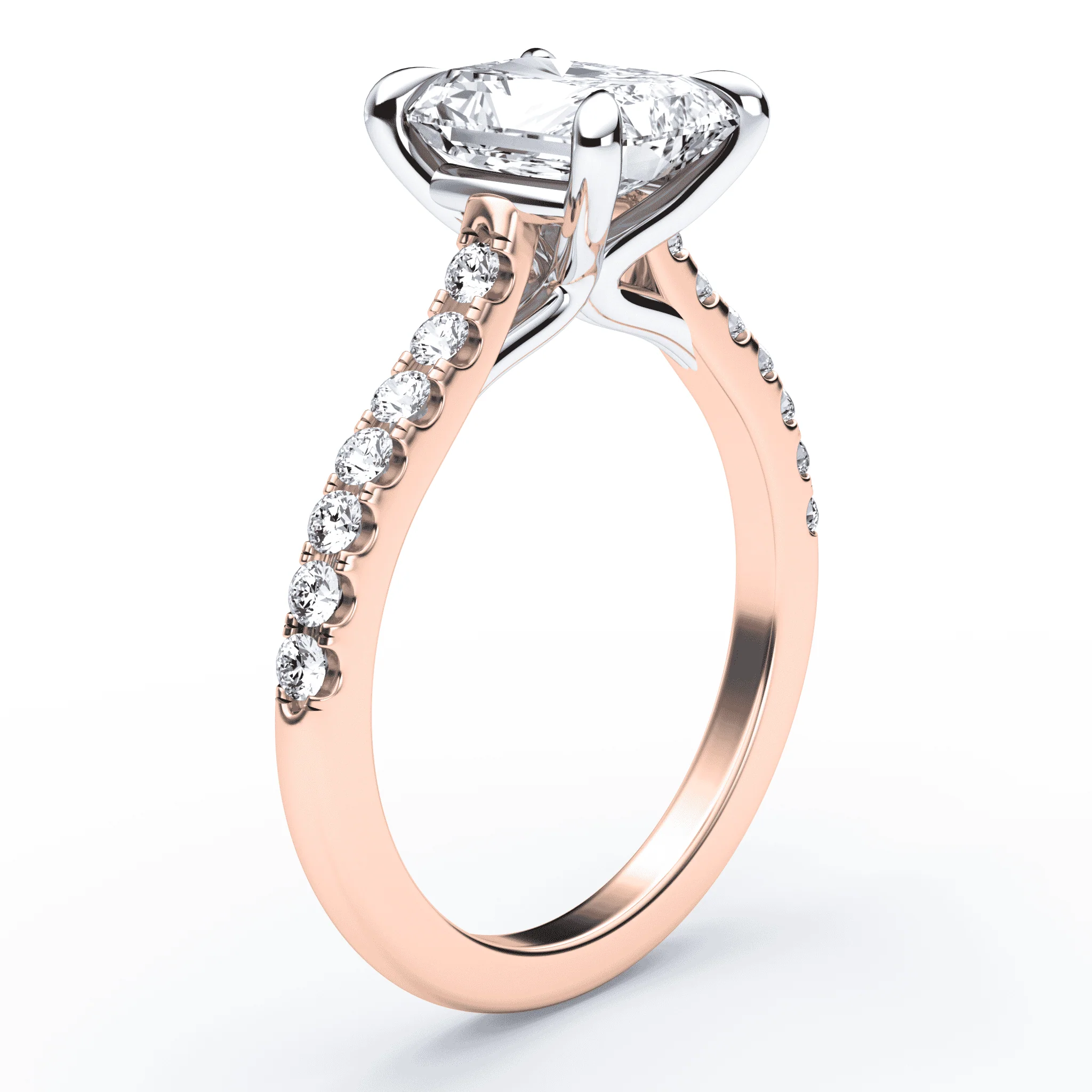 Radiant Cut Cathedral Pave Ring - Image 2