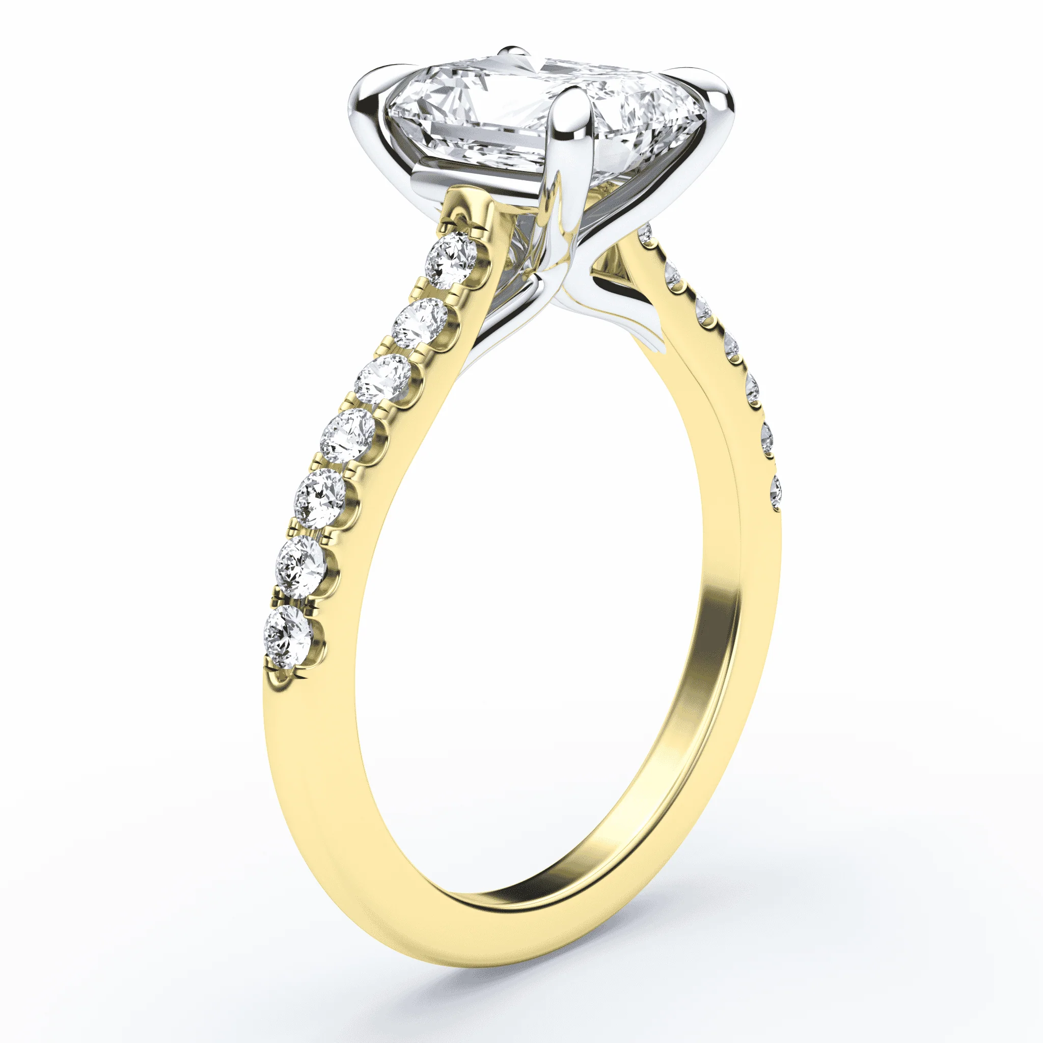 Radiant Cut Cathedral Pave Ring - Image 2