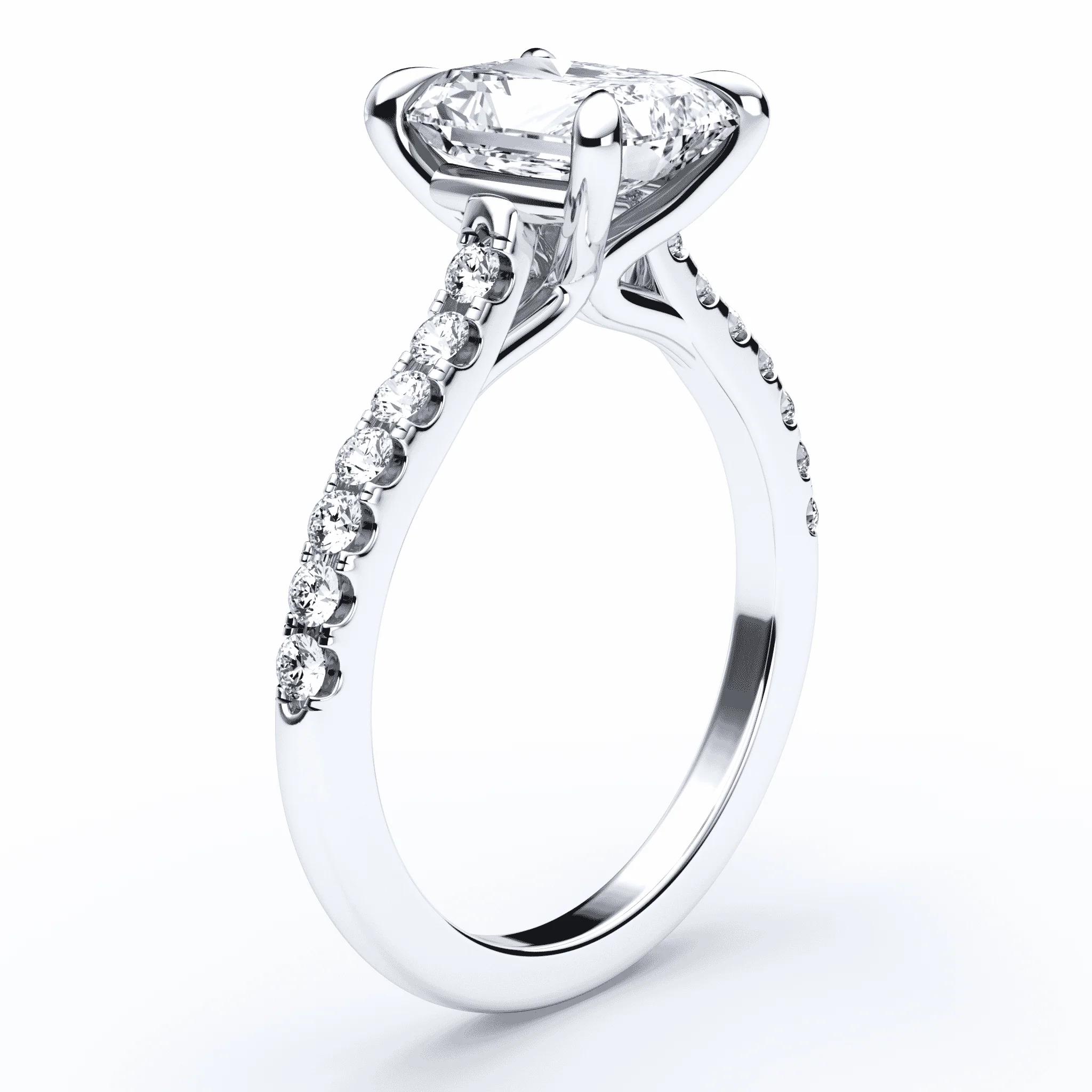 Radiant Cut Cathedral Pave Ring - Image 2