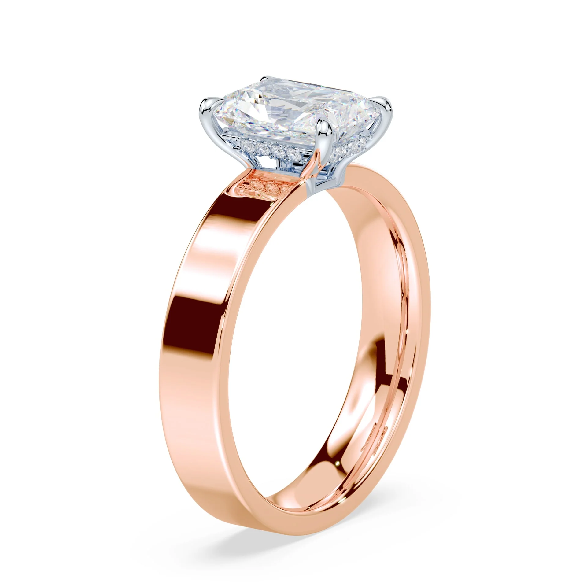 Radiant Cut Low Hidden Halo Wide Ring - Image 2
