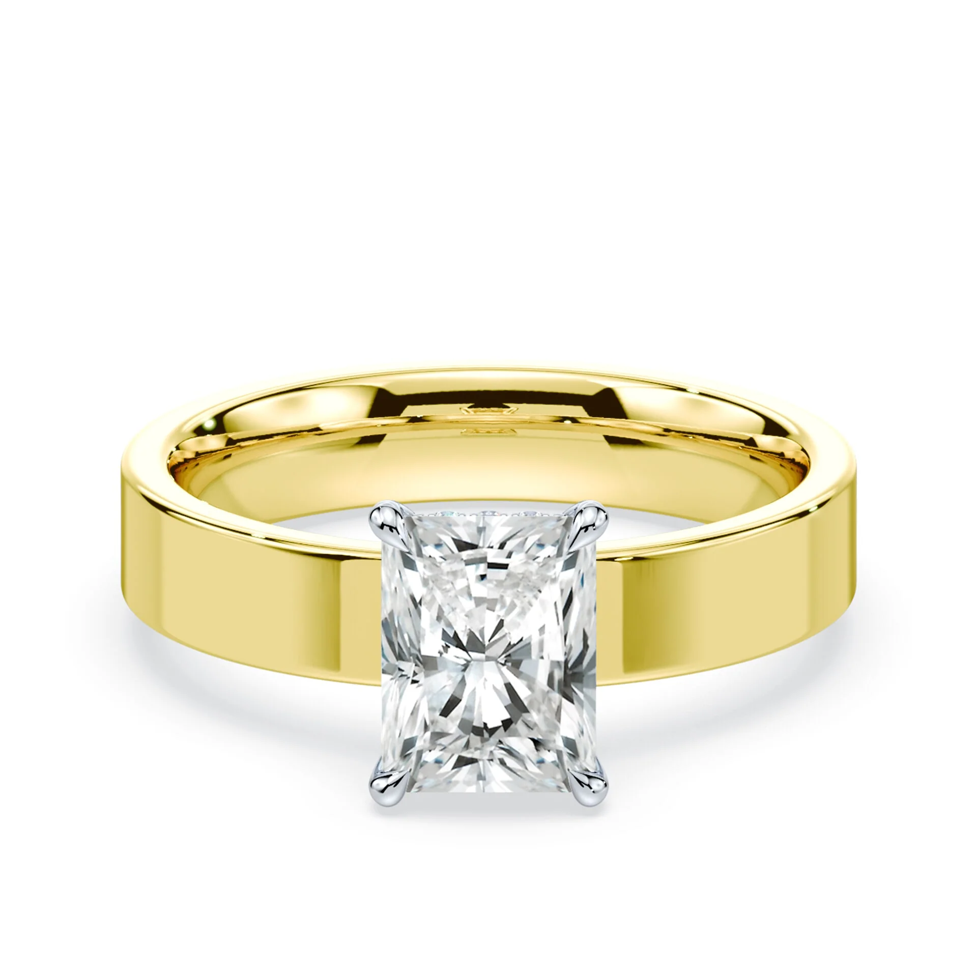 Radiant Cut Low Hidden Halo Wide Ring