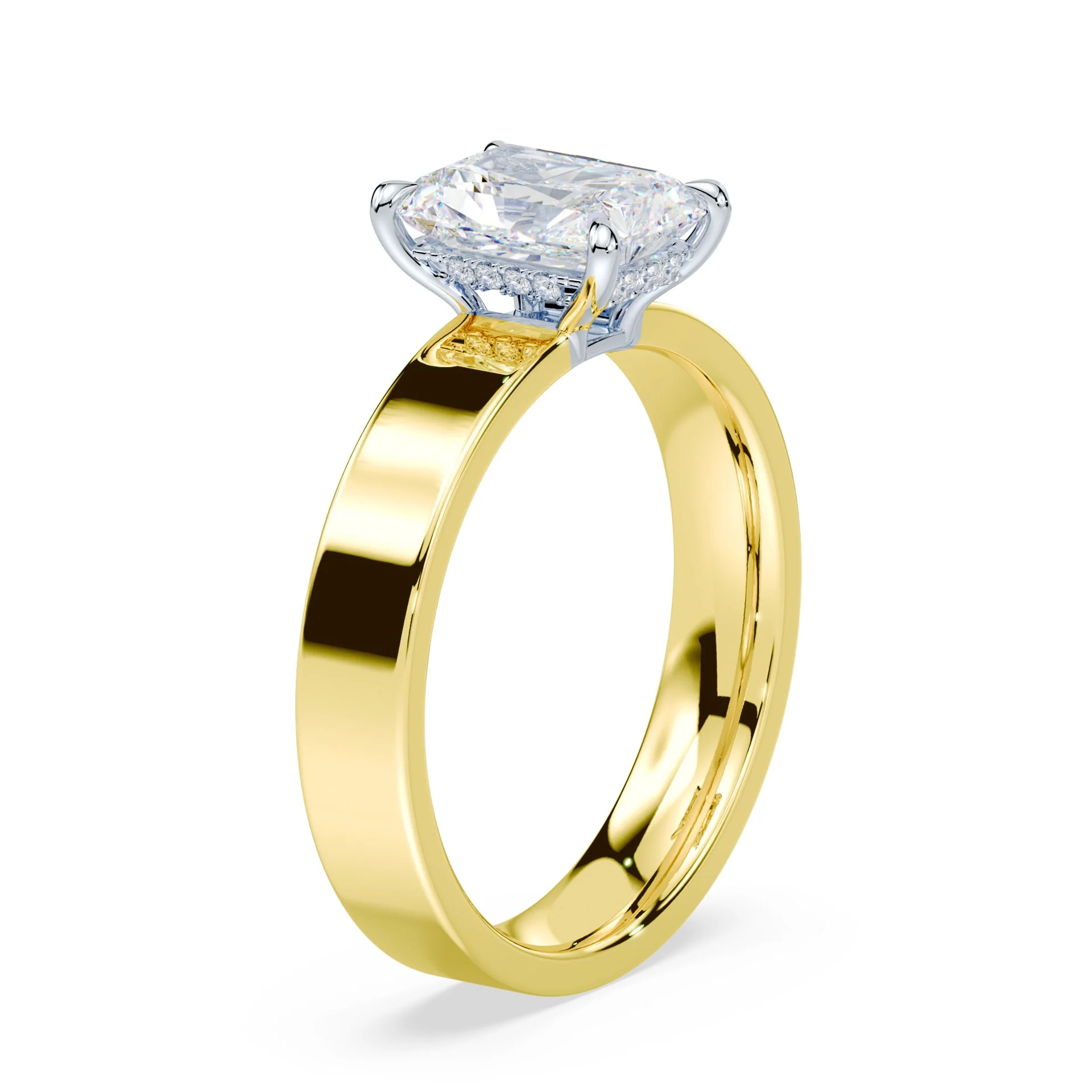 Radiant Cut Low Hidden Halo Wide Ring - Image 2