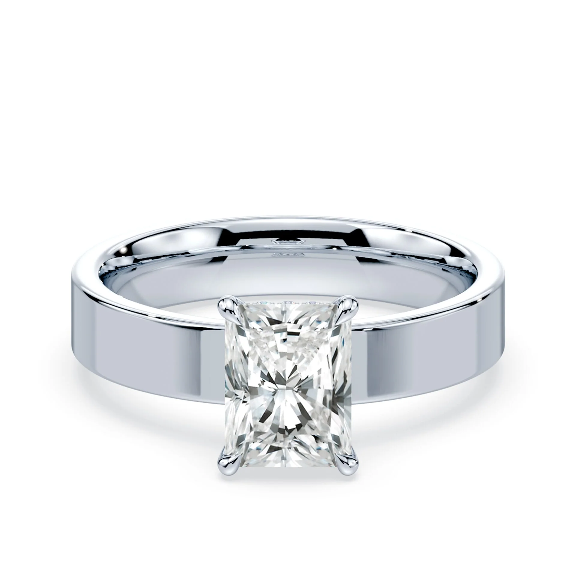 Radiant Cut Low Hidden Halo Wide Ring
