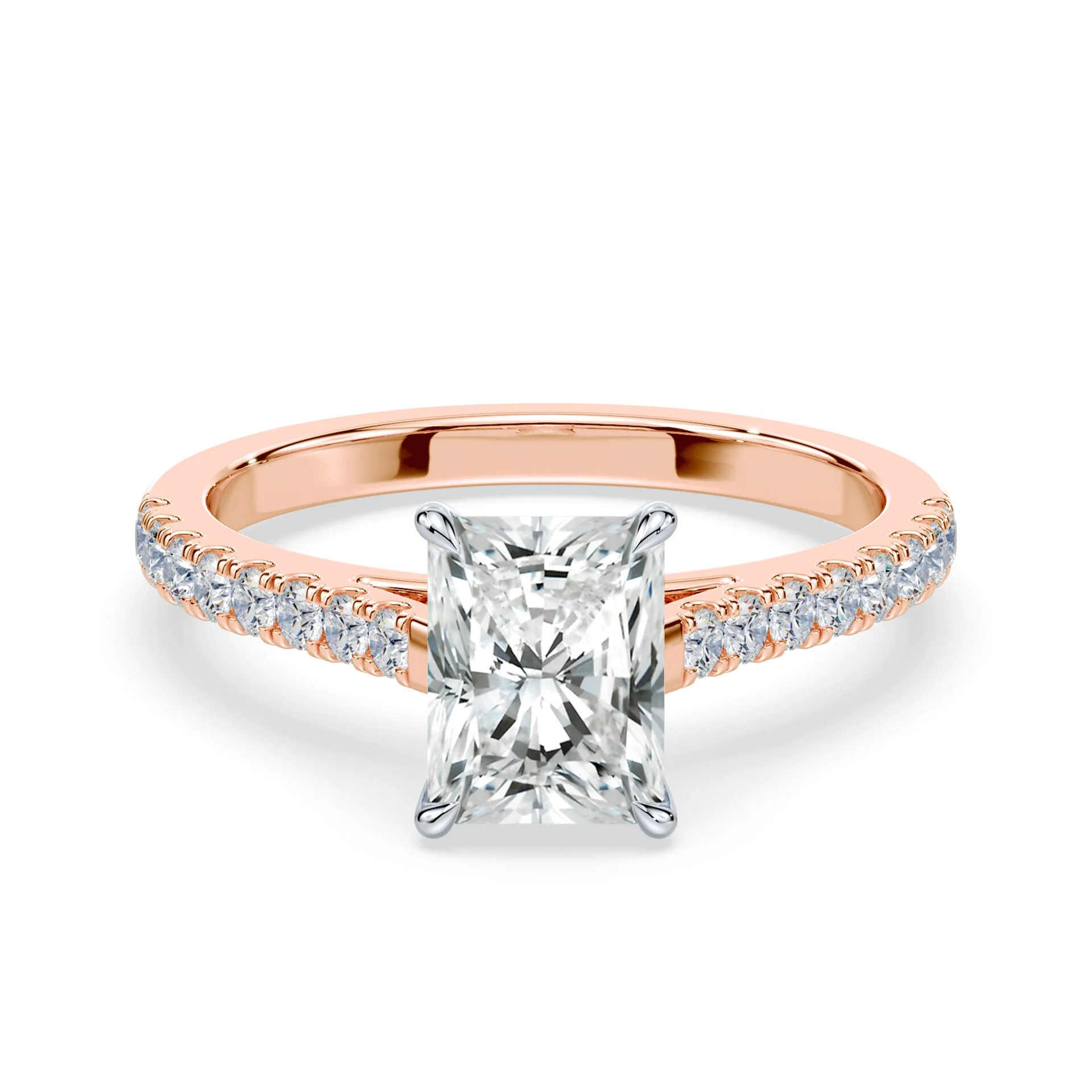 Radiant Cut Sleek Pave Cathedral