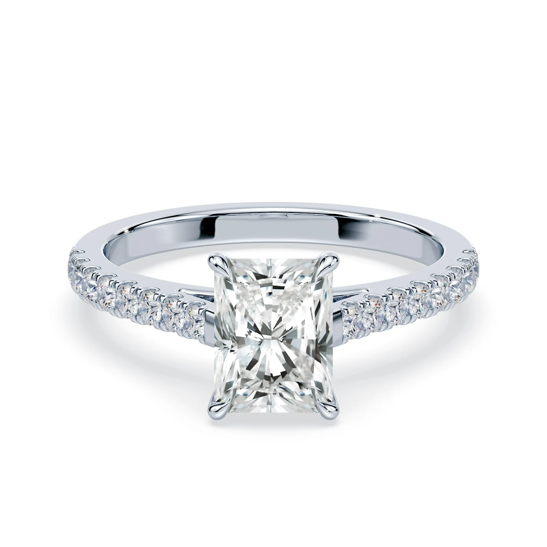 Radiant Cut Sleek Pave Cathedral