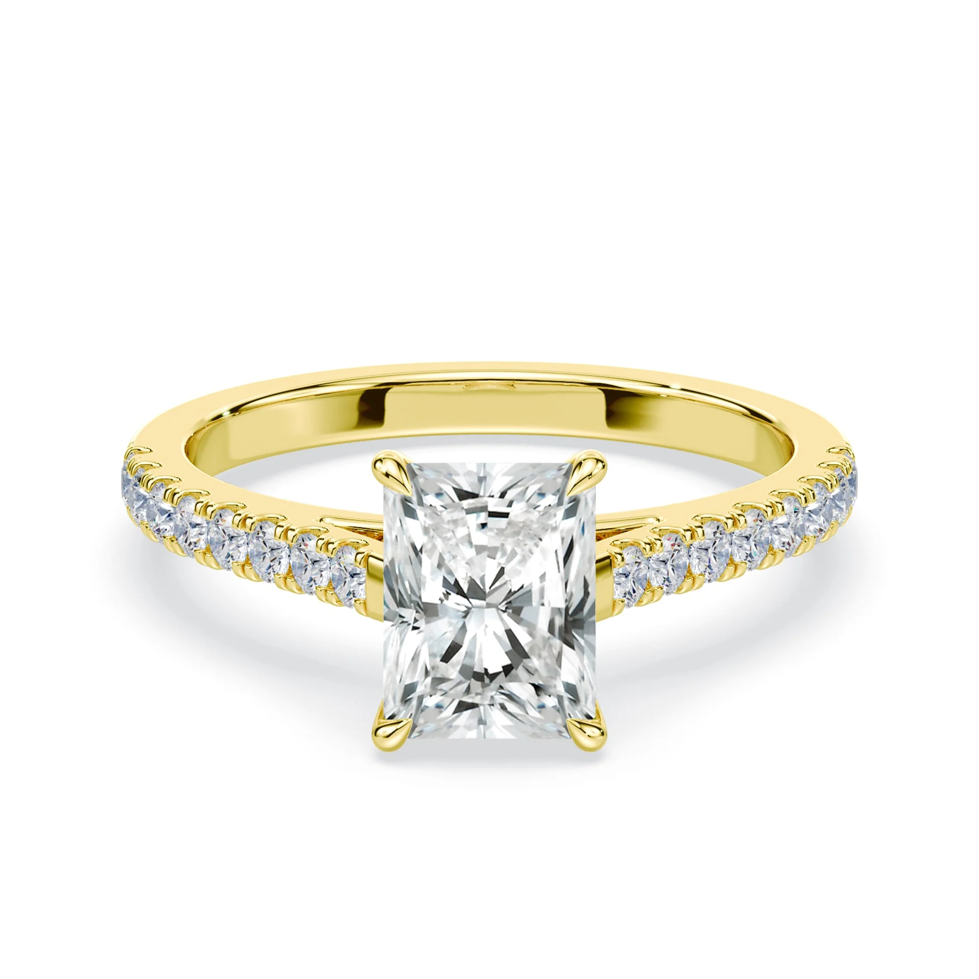 Radiant Cut Sleek Pave Cathedral