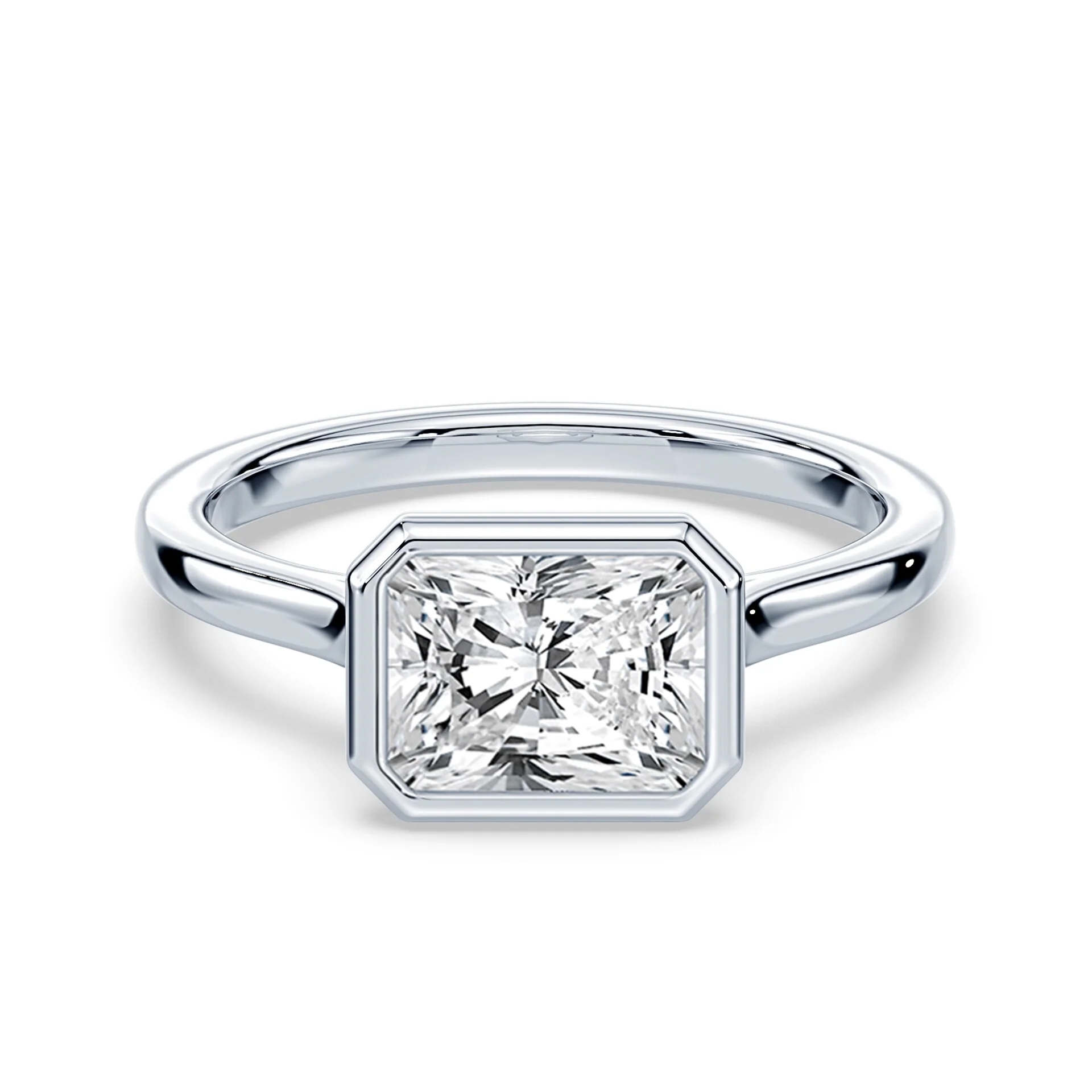 Radiant Cut East-West Cathedral Bezel