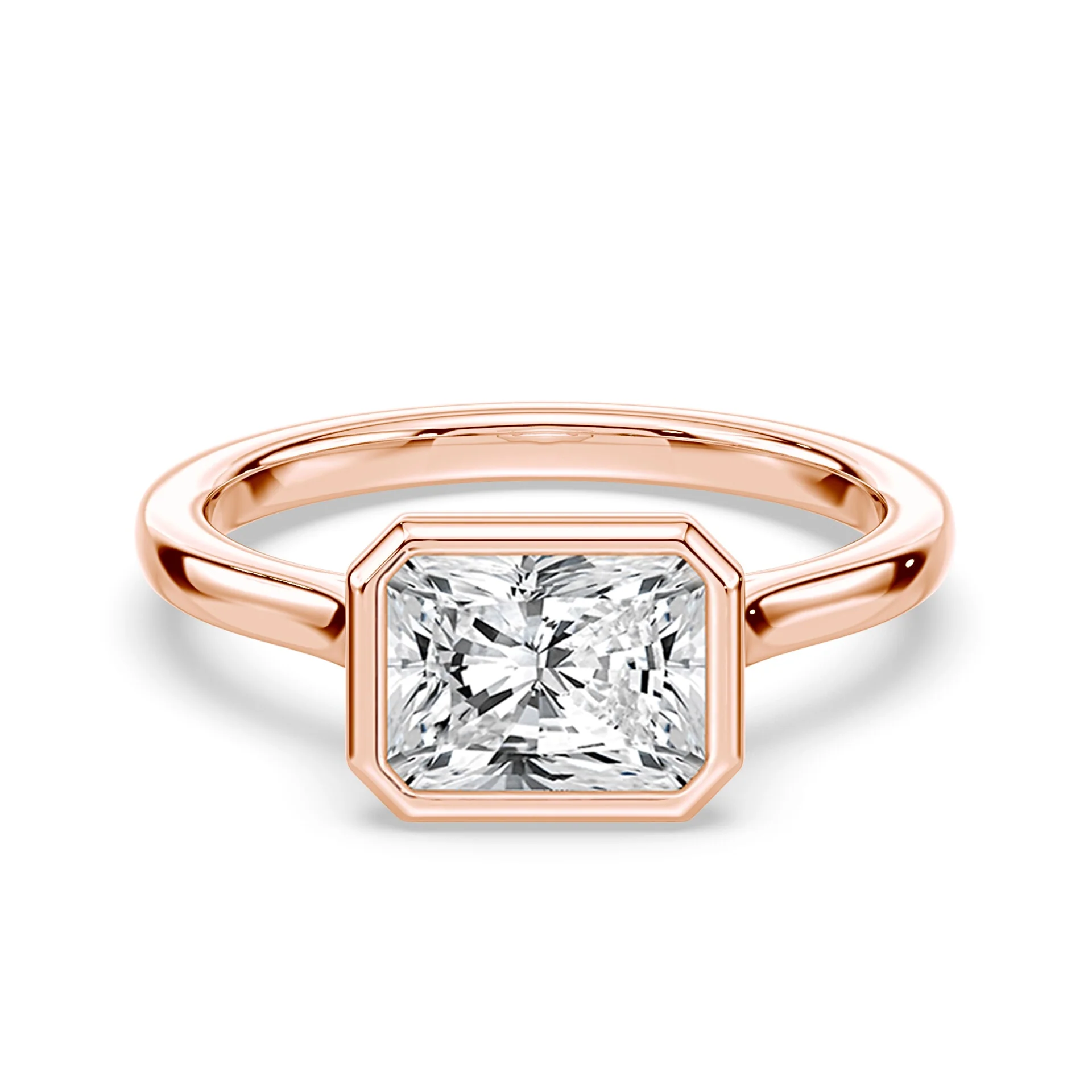 Radiant Cut East-West Cathedral Bezel