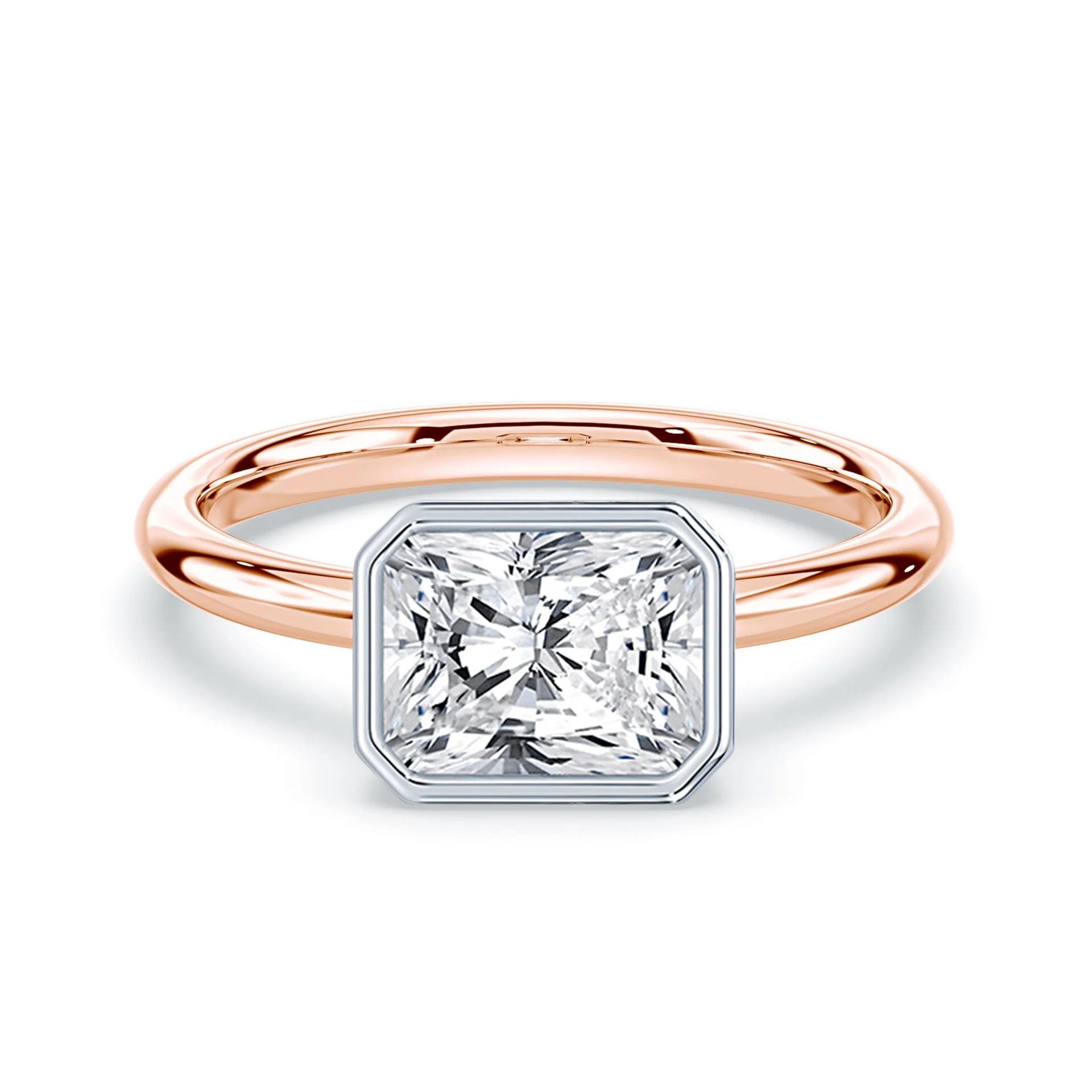 Radiant Cut East-West Bezel Ring