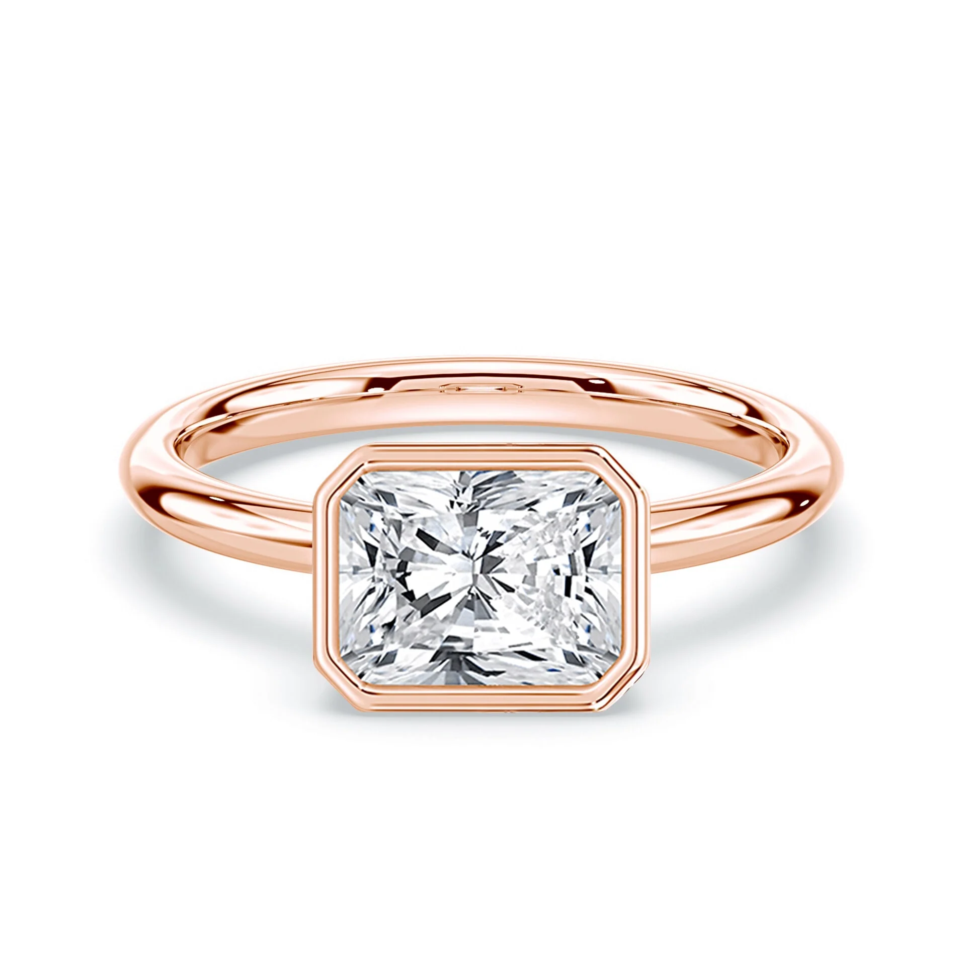 Radiant Cut East-West Bezel Ring