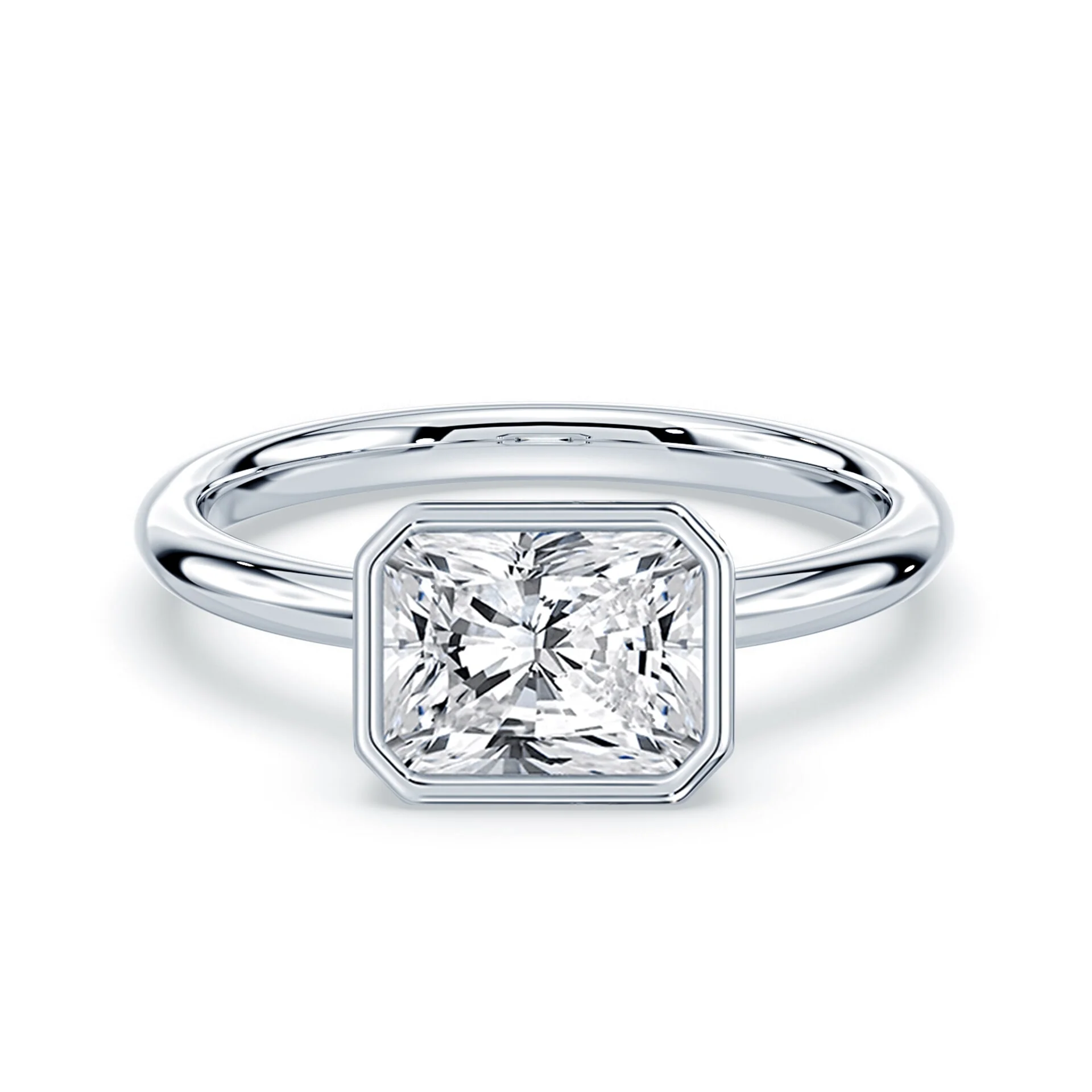 Radiant Cut East-West Bezel Ring