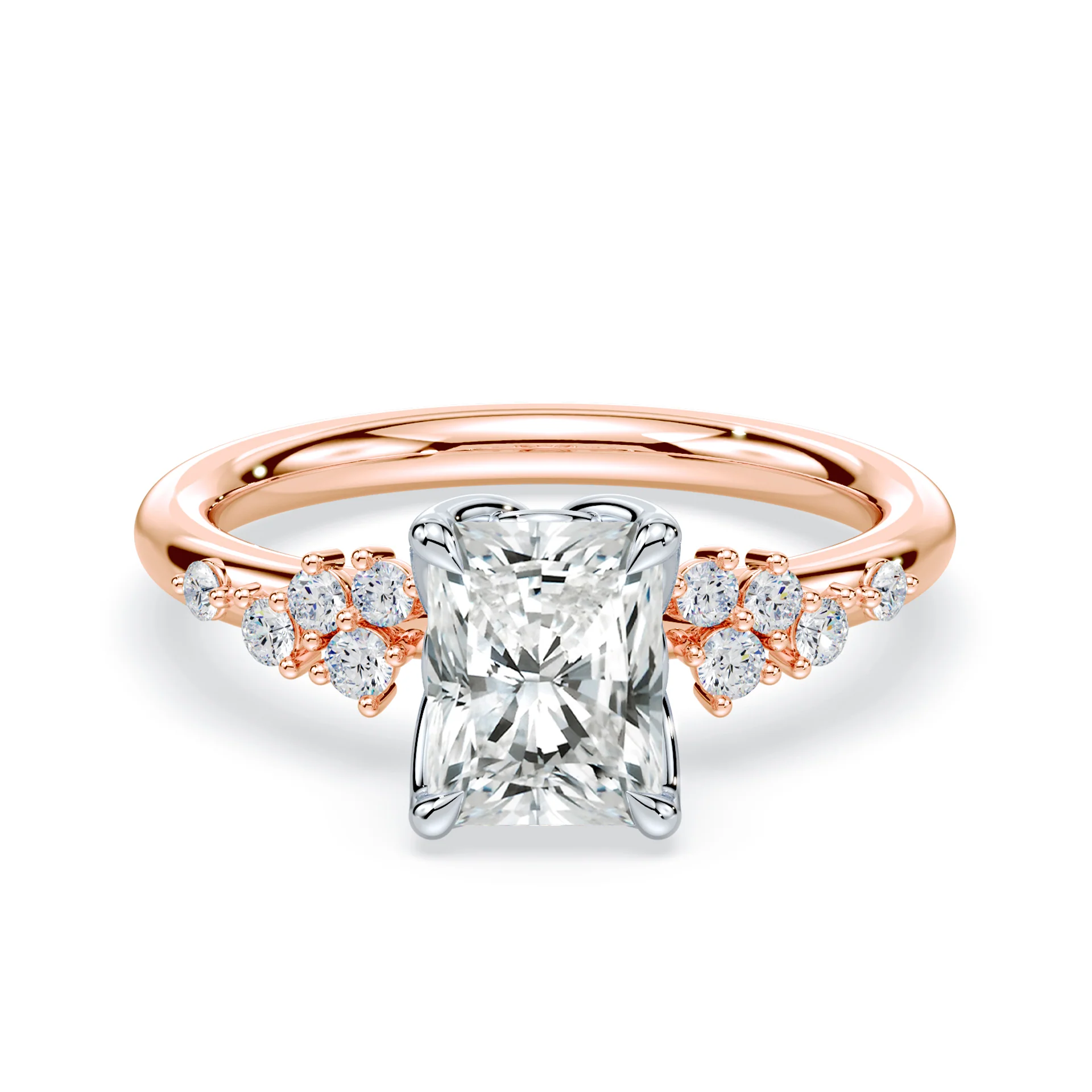 Radiant Cut Petals Cluster Ring