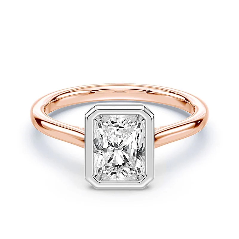 Radiant Cut Cathedral Bezel Ring