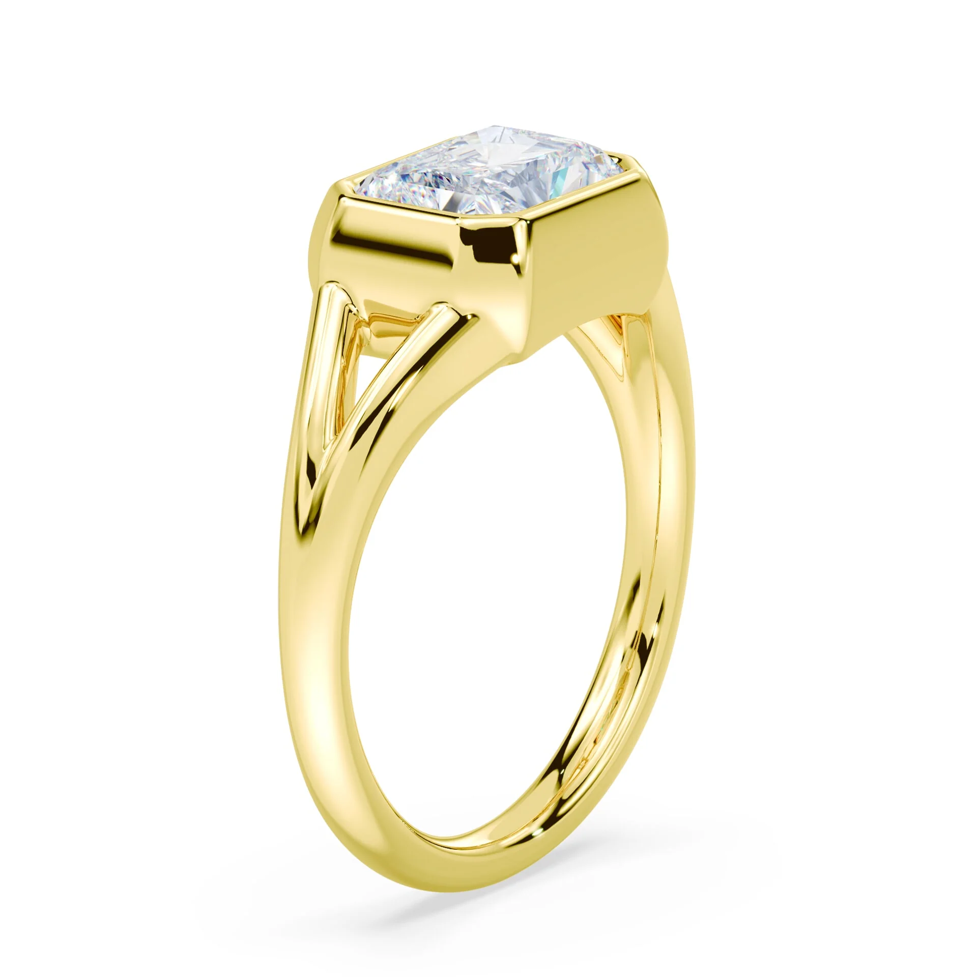 Radiant Cut East-West Split Shank Bezel Ring - Image 2