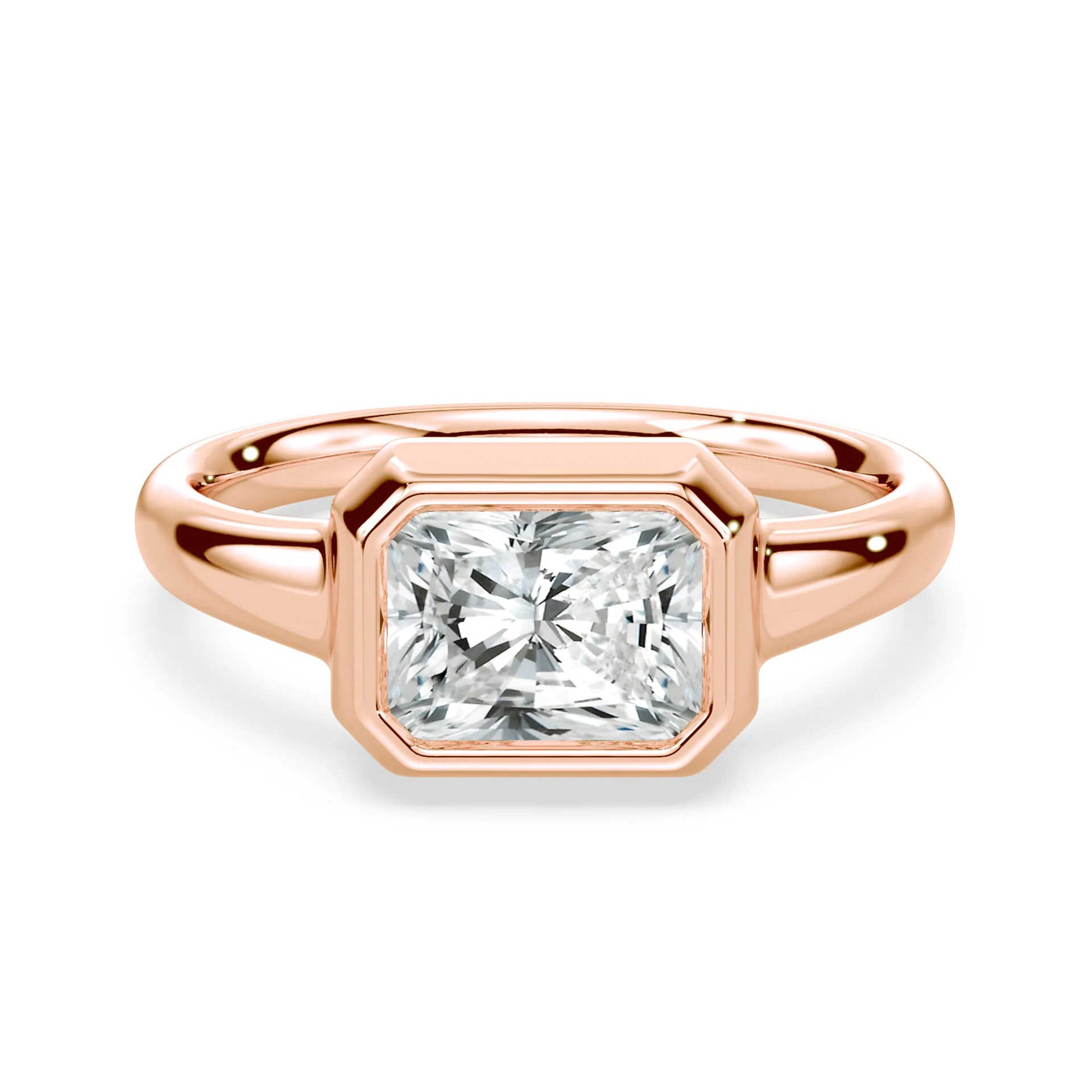 Radiant Cut East-West Wide Bezel Ring