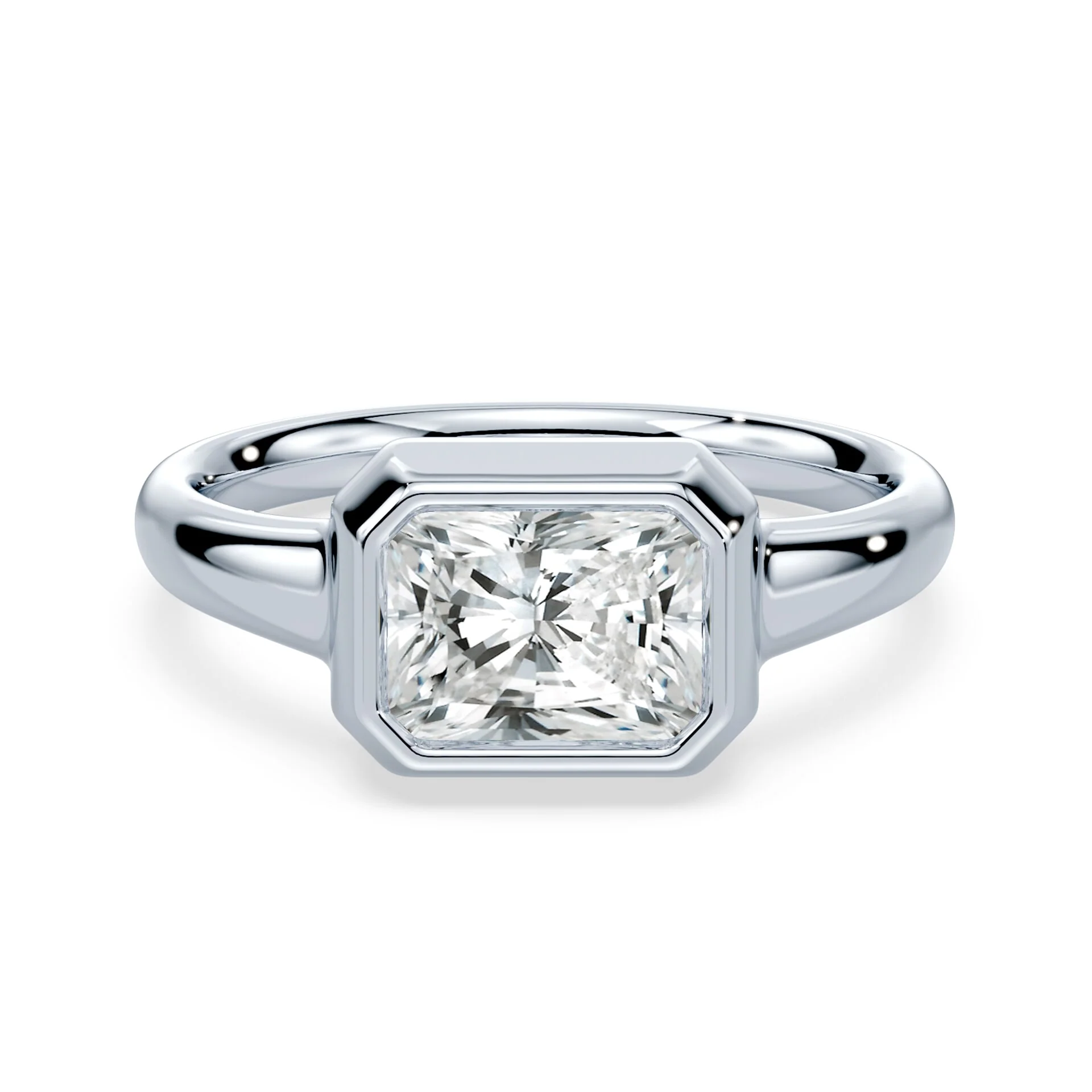 Radiant Cut East-West Wide Bezel Ring