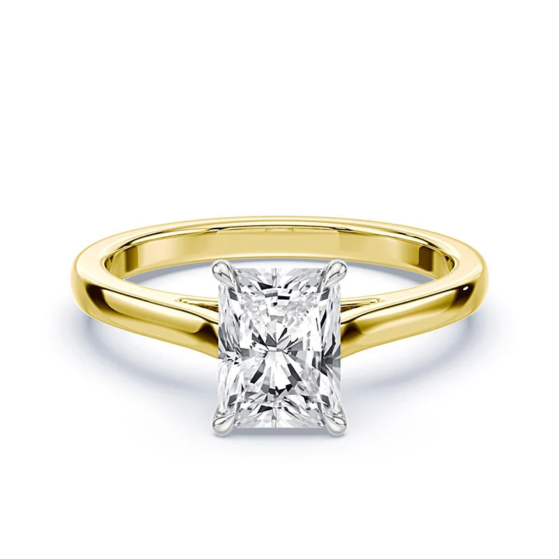 Radiant Cut Sleek Cathedral Ring