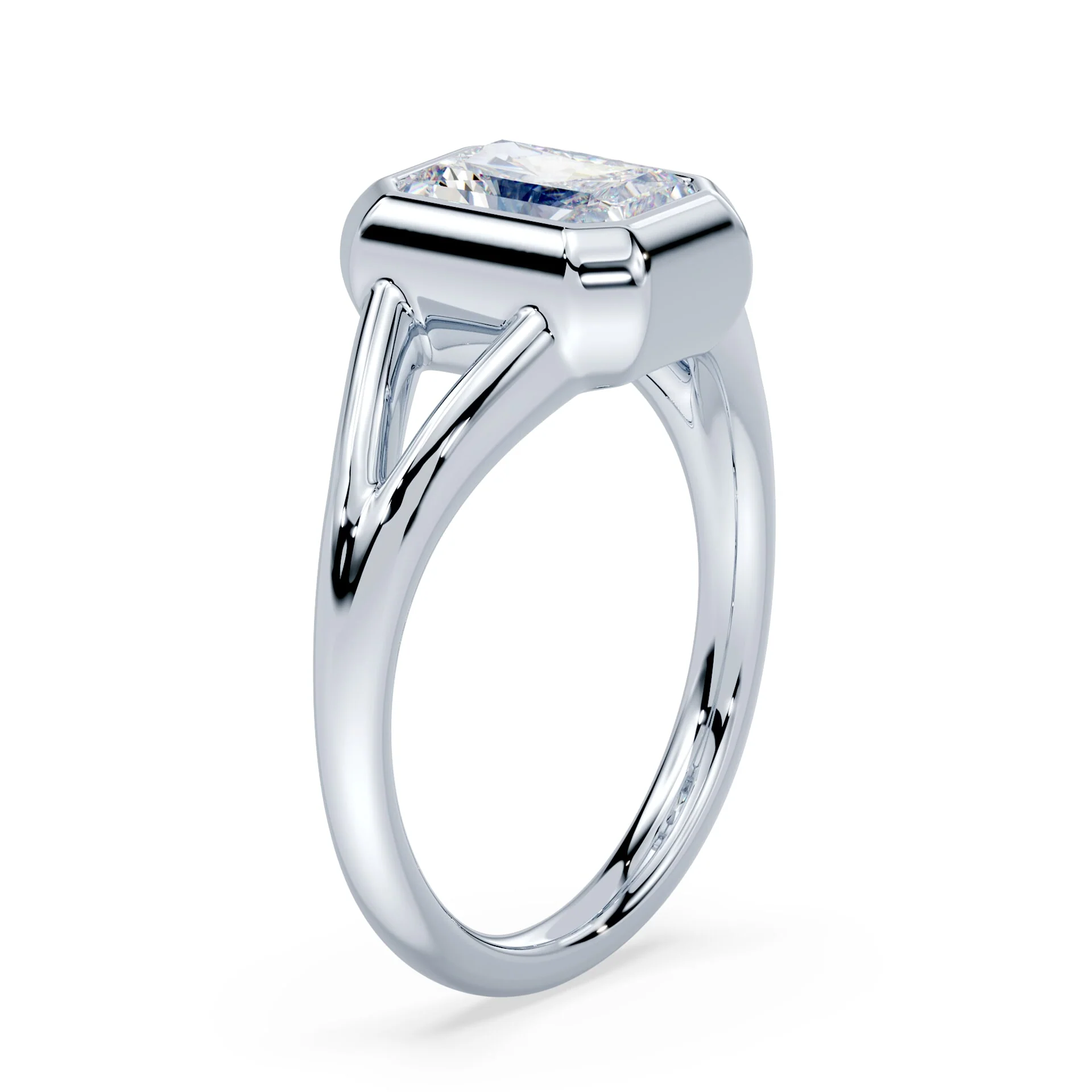 Radiant Cut Split Shank Bezel Ring - Image 2
