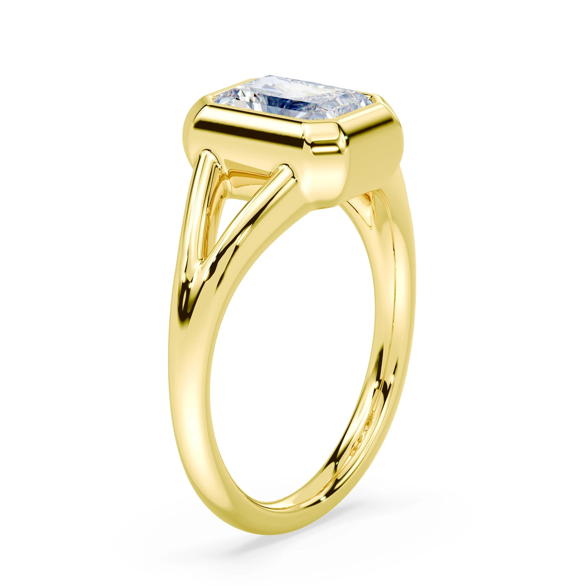 Radiant Cut Split Shank Bezel Ring - Image 2