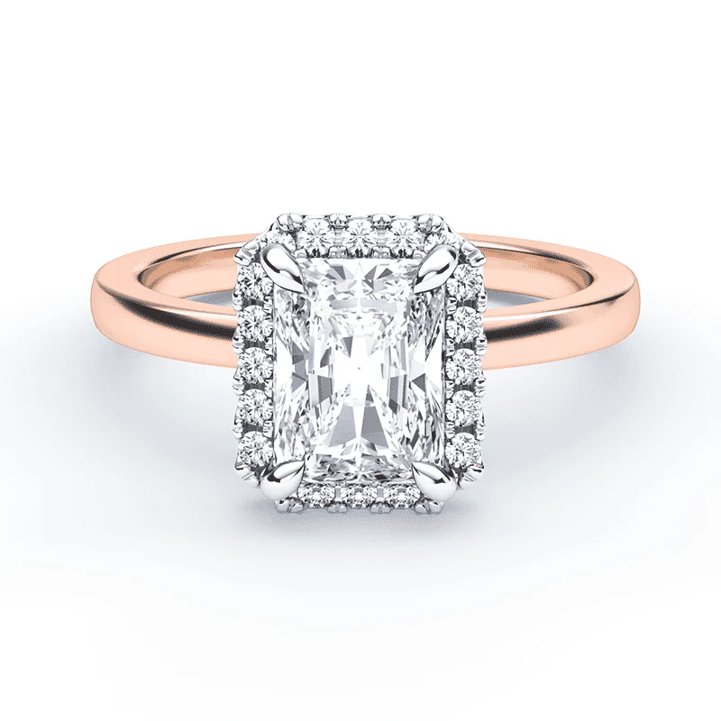 Radiant Cut Simple Halo Ring