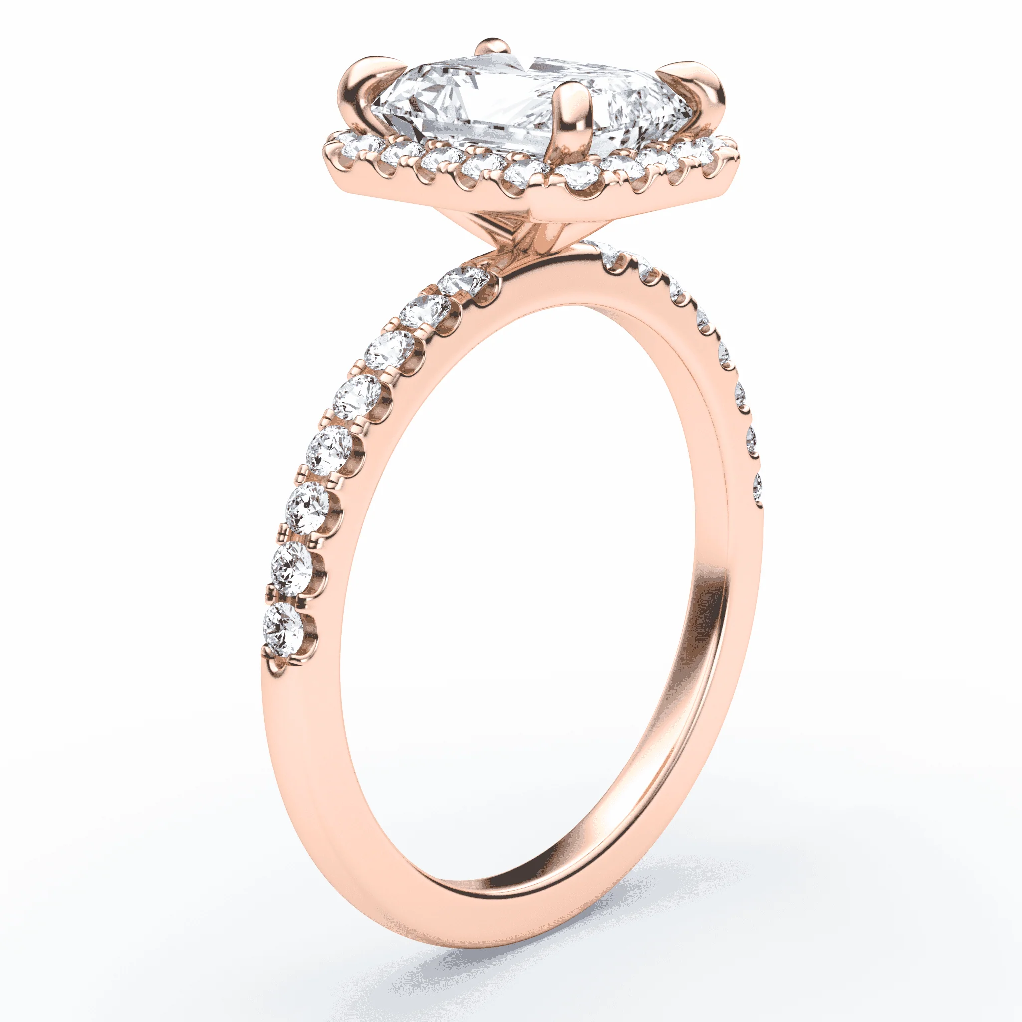 Radiant Cut Simple Halo Pave Ring - Image 2