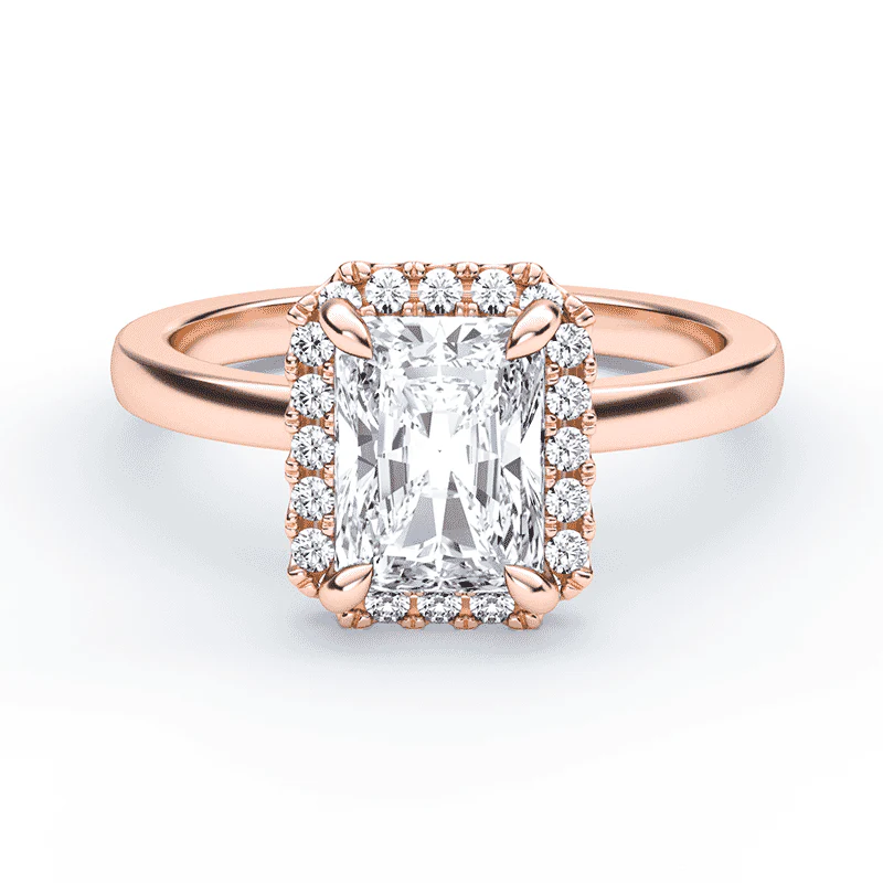 Radiant Cut Simple Halo Ring