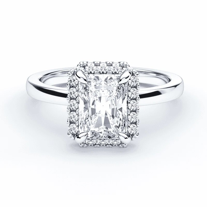 Radiant Cut Simple Halo Ring